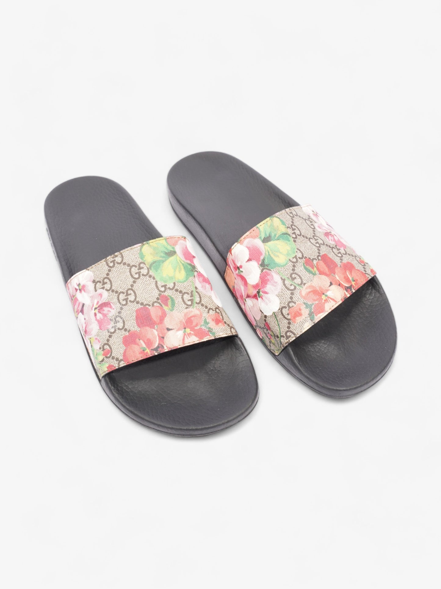 Gucci GG Blooms Slide Sandal Black / GG Supreme Floral Rubber EU 42 UK 9