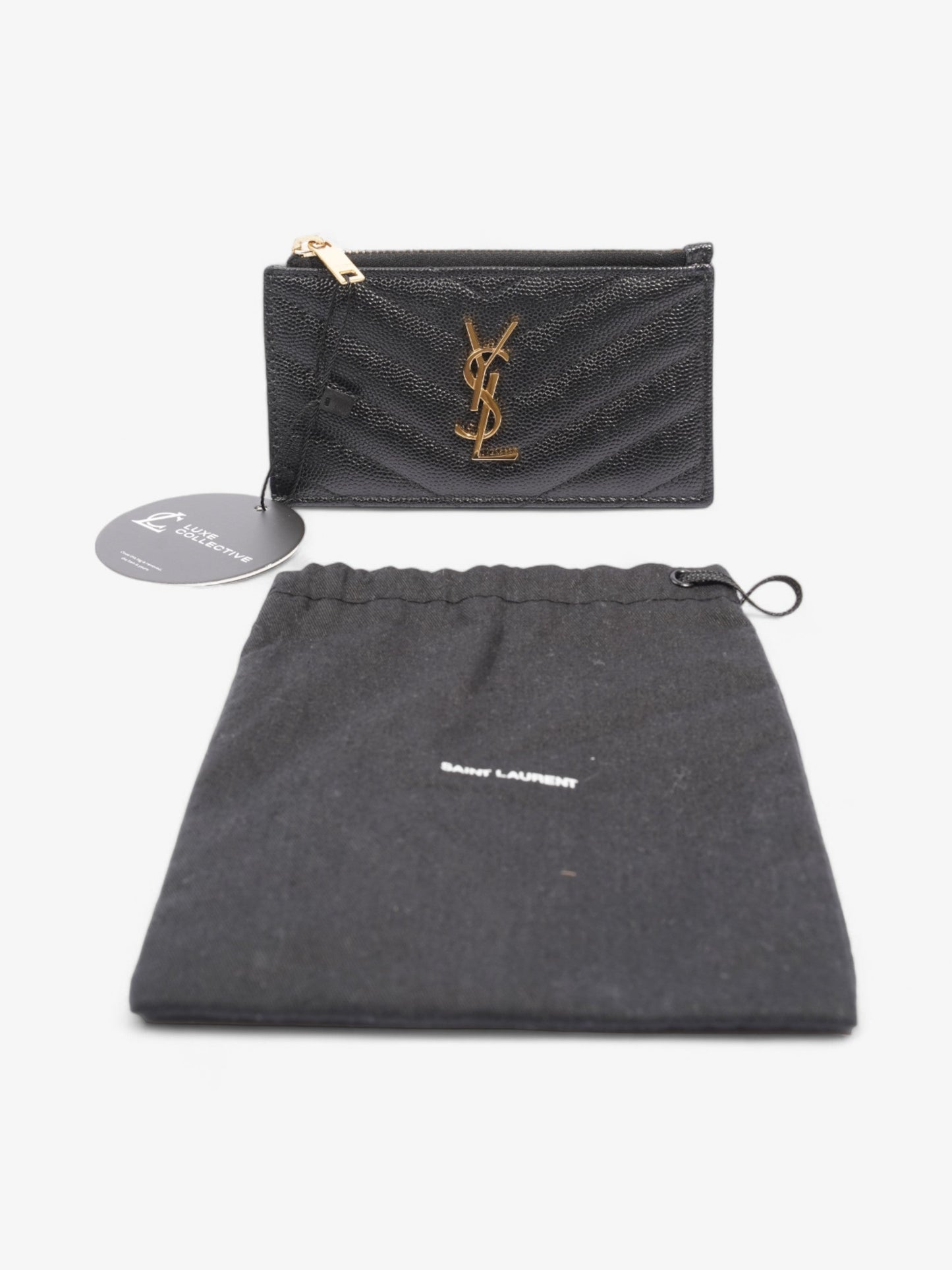 Saint Laurent Fragments Zip Card Case Black Leather