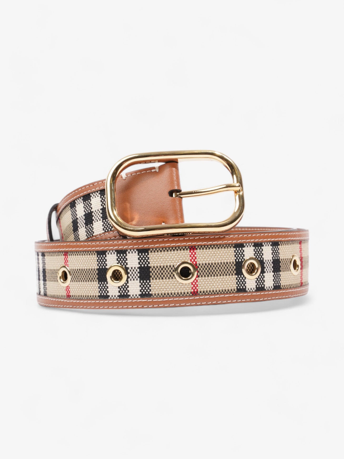 Burberry Check Belt Archive Beige / Gold Canvas Large - 124cm