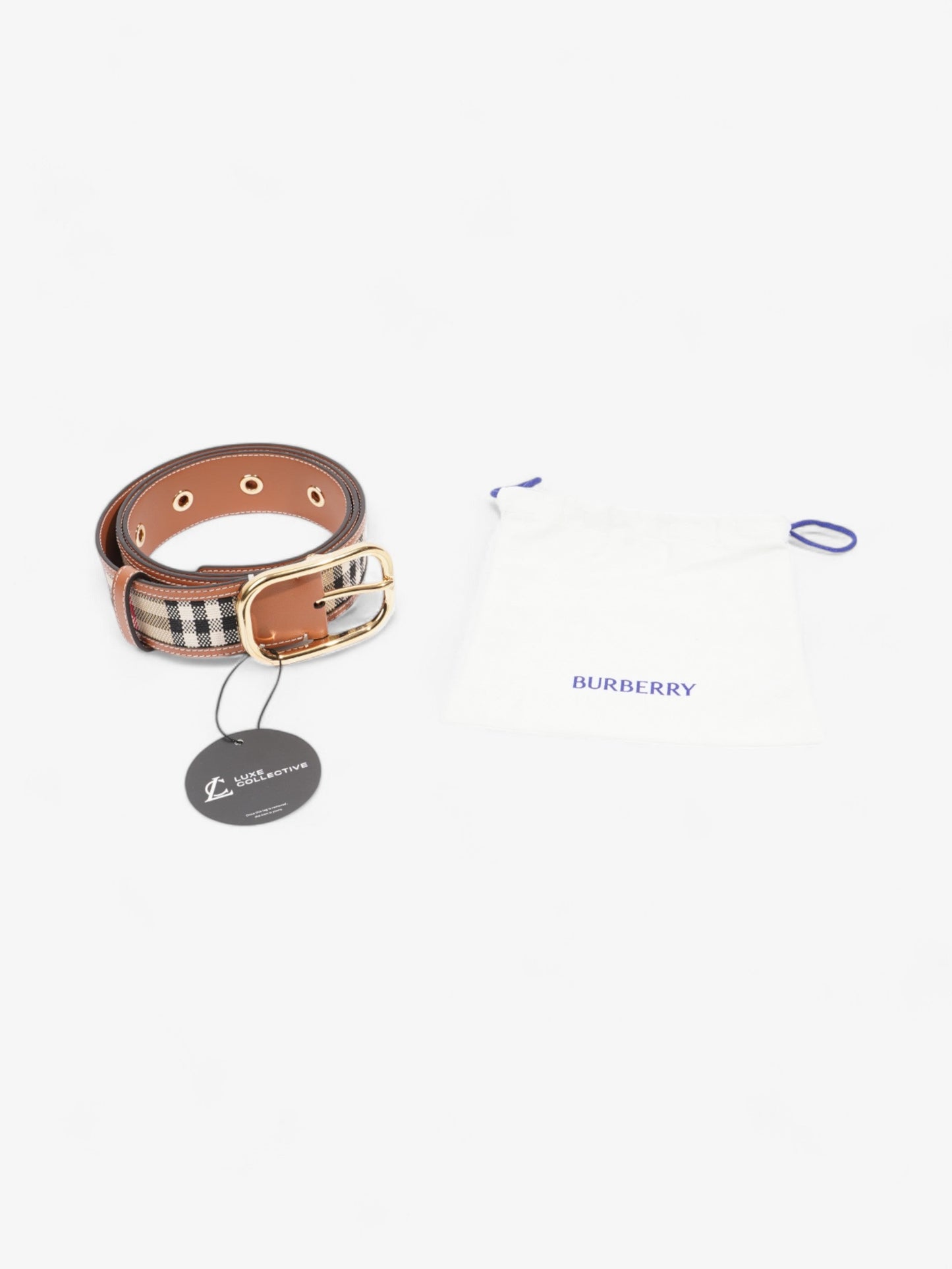 Burberry Check Belt Archive Beige / Gold Canvas Large - 124cm