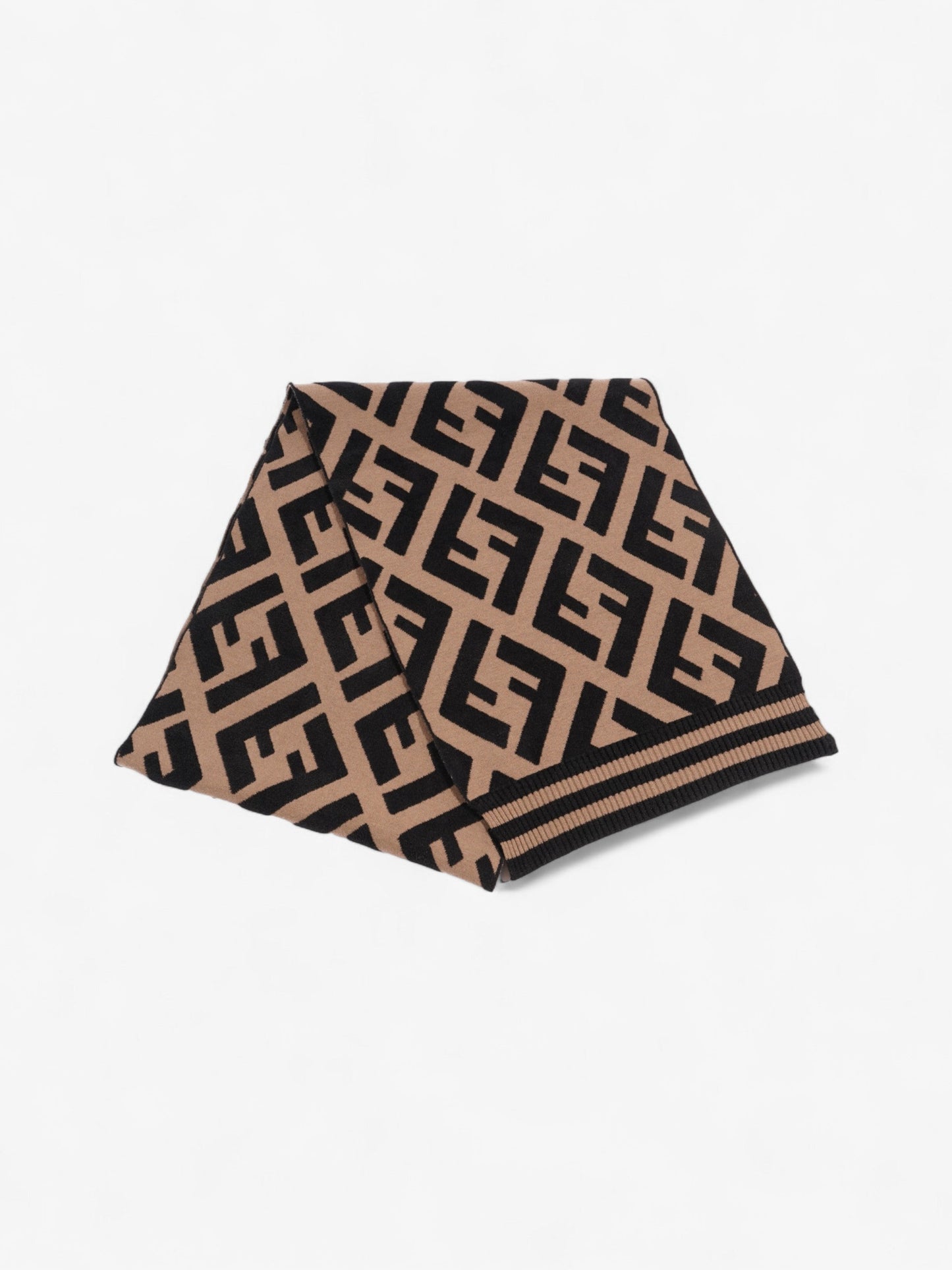 Fendi FF Scarf Brown / Black Wool