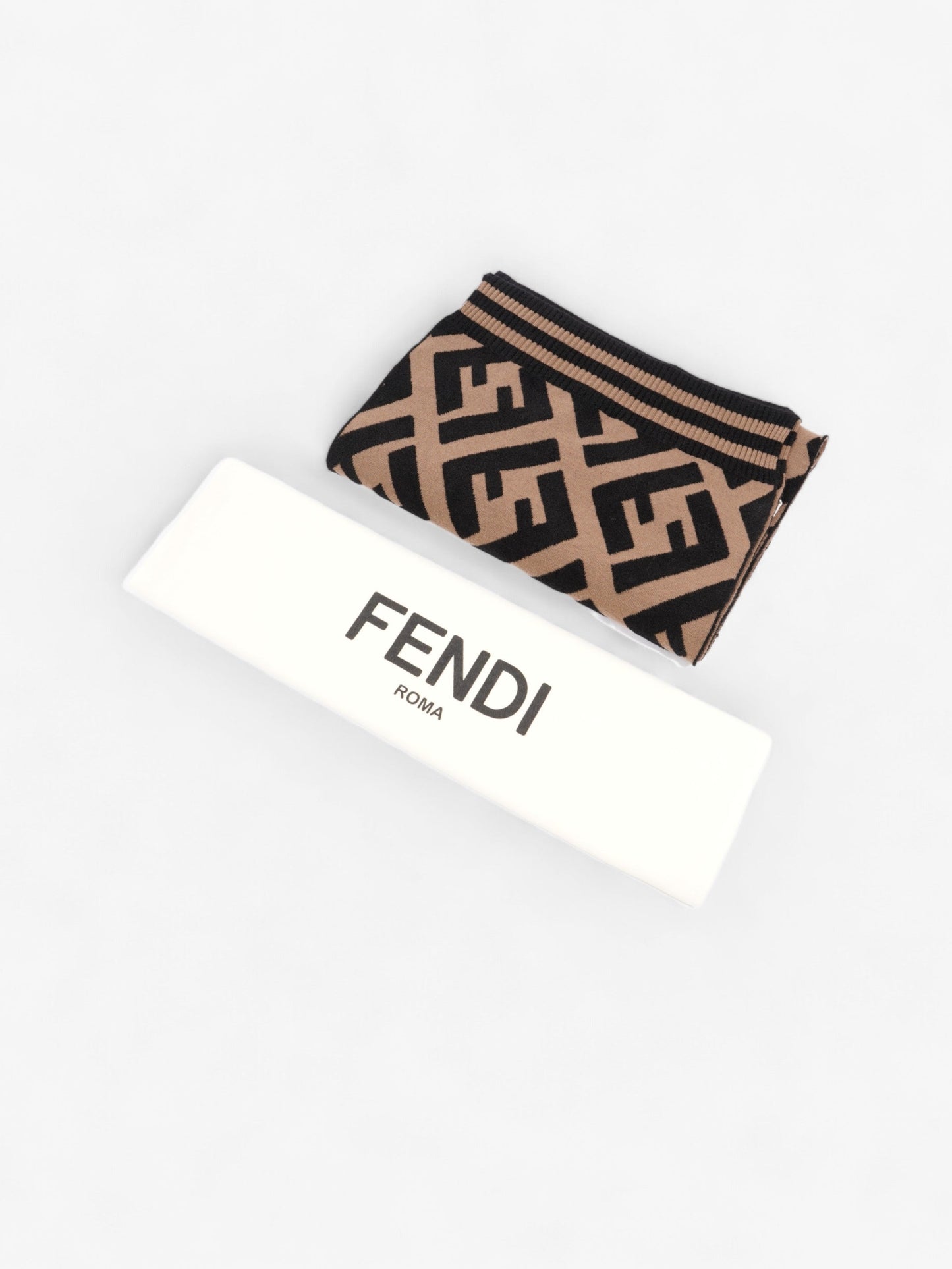 Fendi FF Scarf Brown / Black Wool