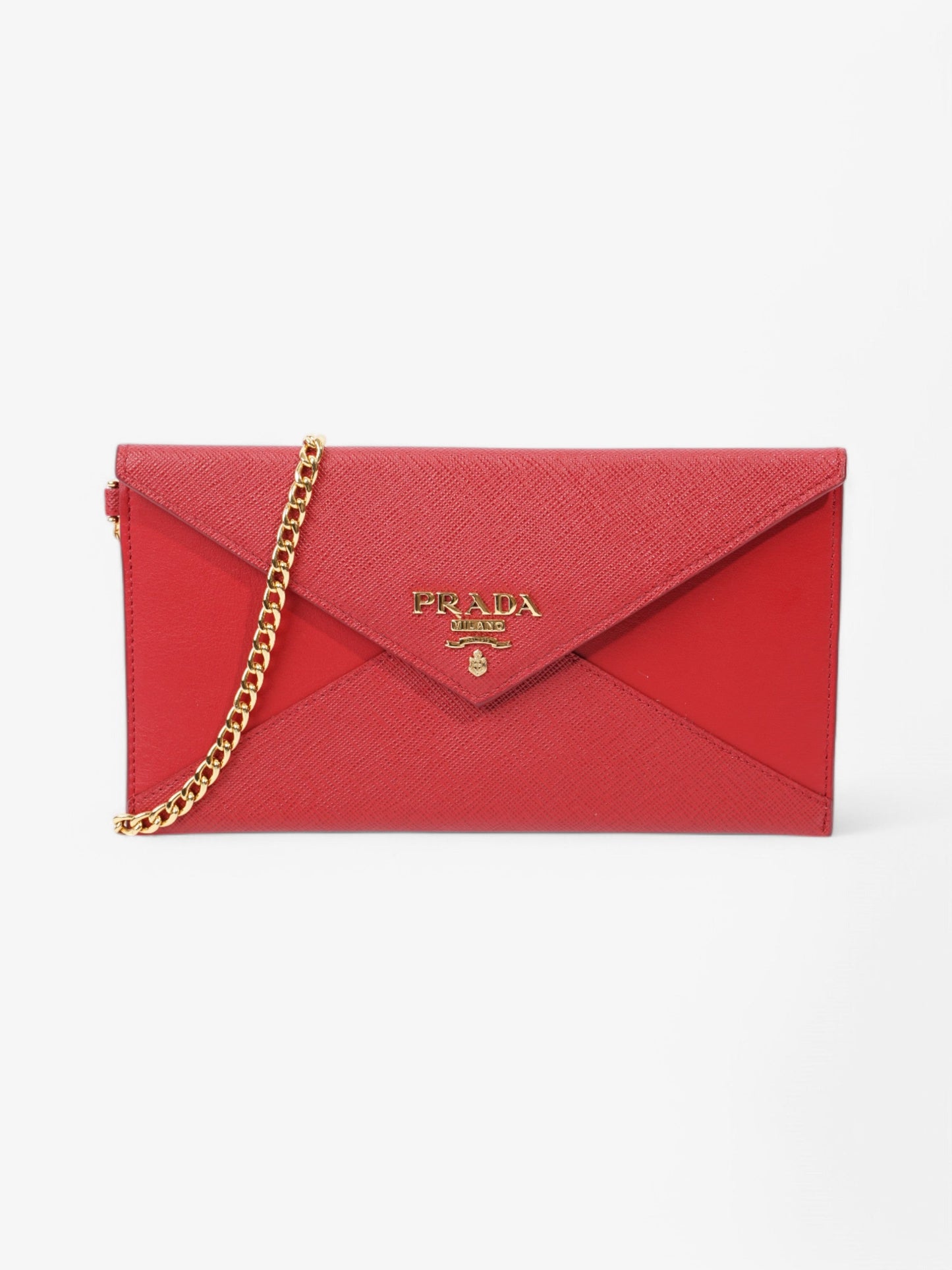 Prada Envelope Wristlet Red Saffiano Leather