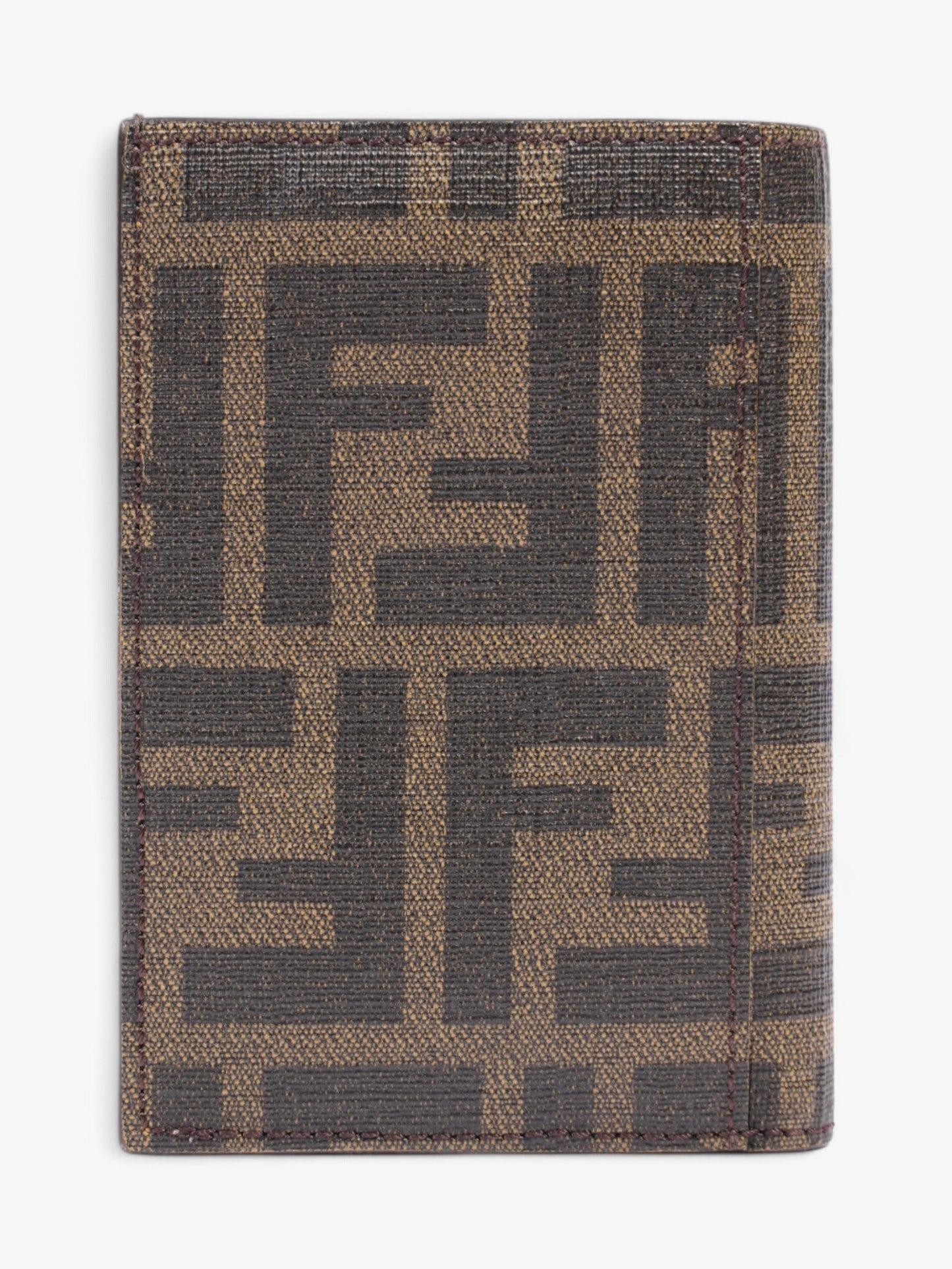 Fendi Card Holder Brown Coated Canvas