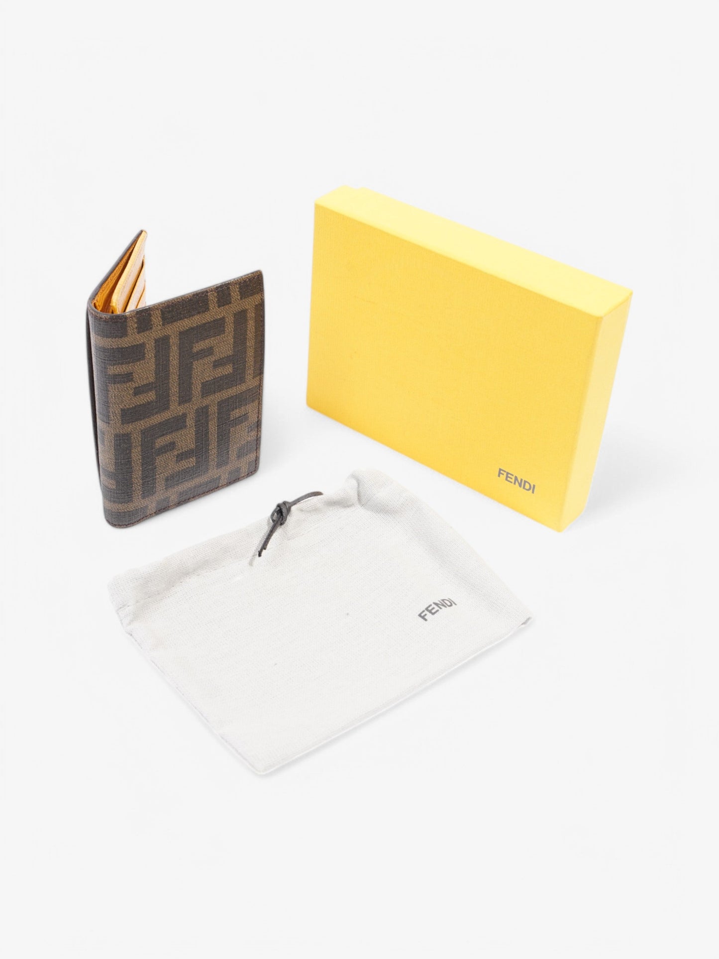 Fendi Card Holder Brown Coated Canvas