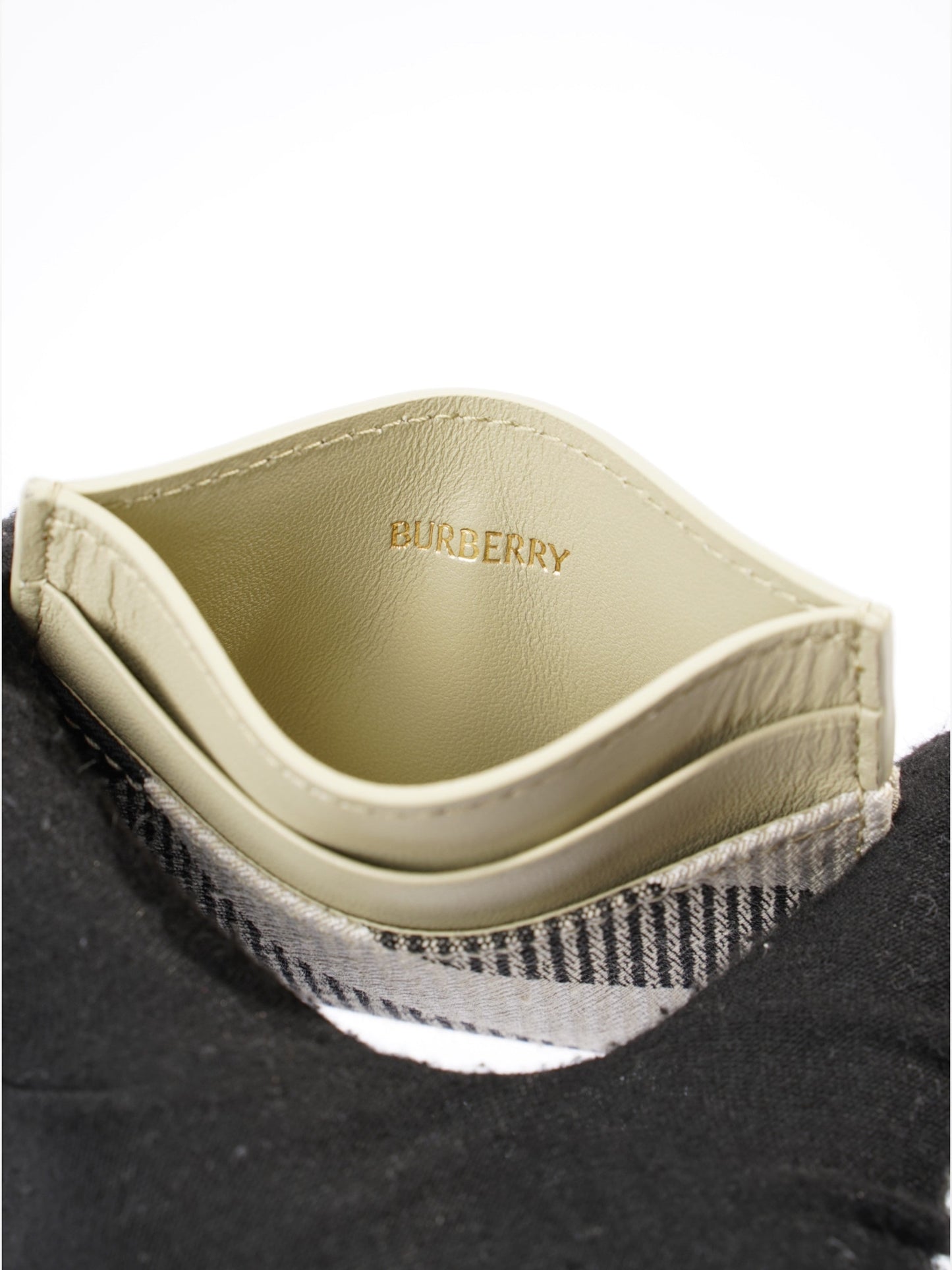 Burberry Check Card Case Lichen Polyester
