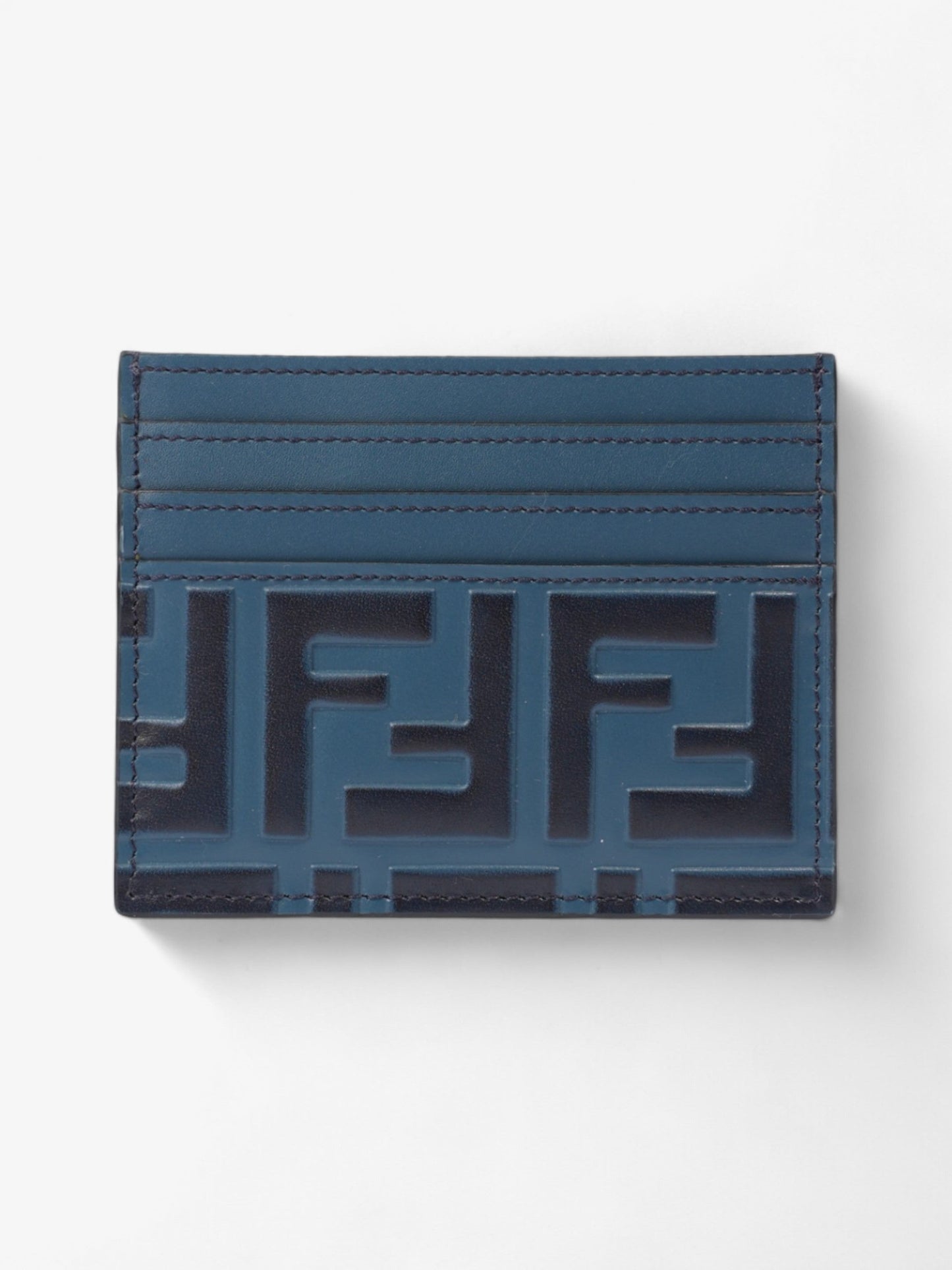 Fendi FF Card Holder Blue Marine Leather