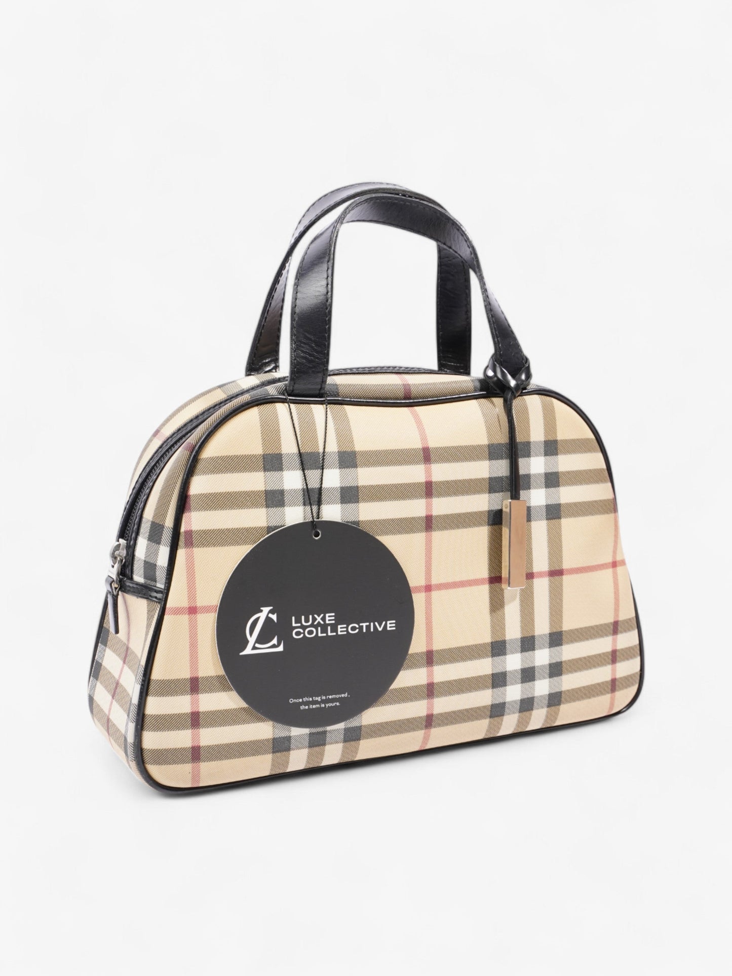 Burberry Top Handle Bag Nova Check / Black Canvas