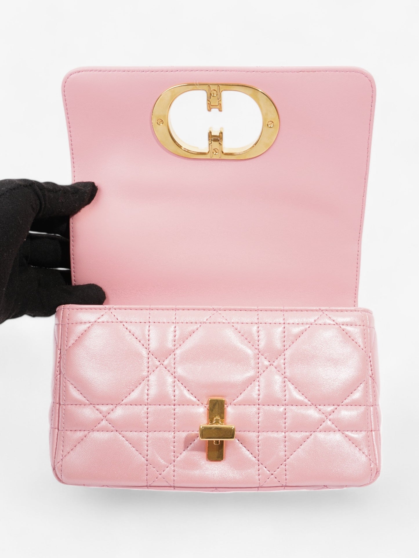 Christian Dior Caro Pink Lambskin Leather Small