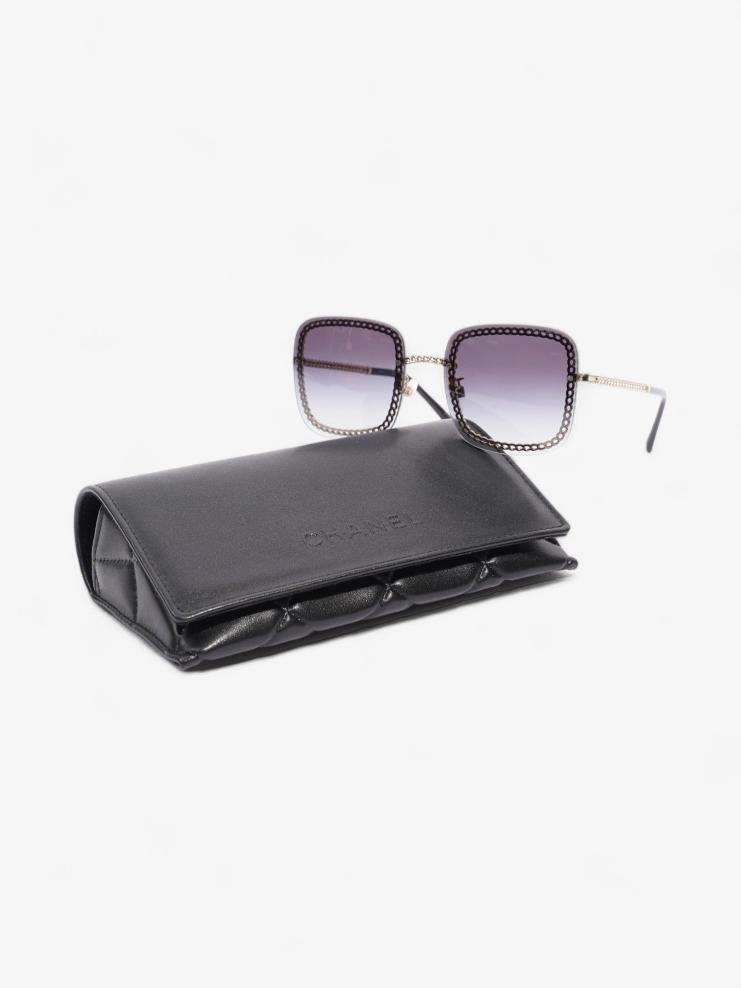 Chanel Square Sunglasses Black / Gold Base Metal 140mm