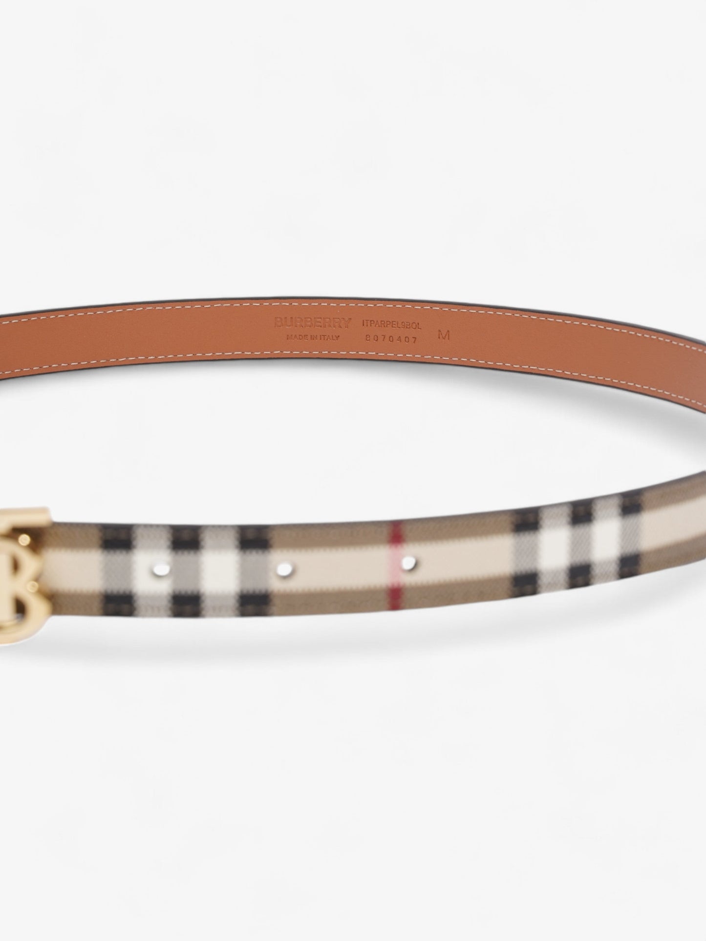 Burberry TB Belt Vintage Check / Gold Canvas Medium - 101.5cm