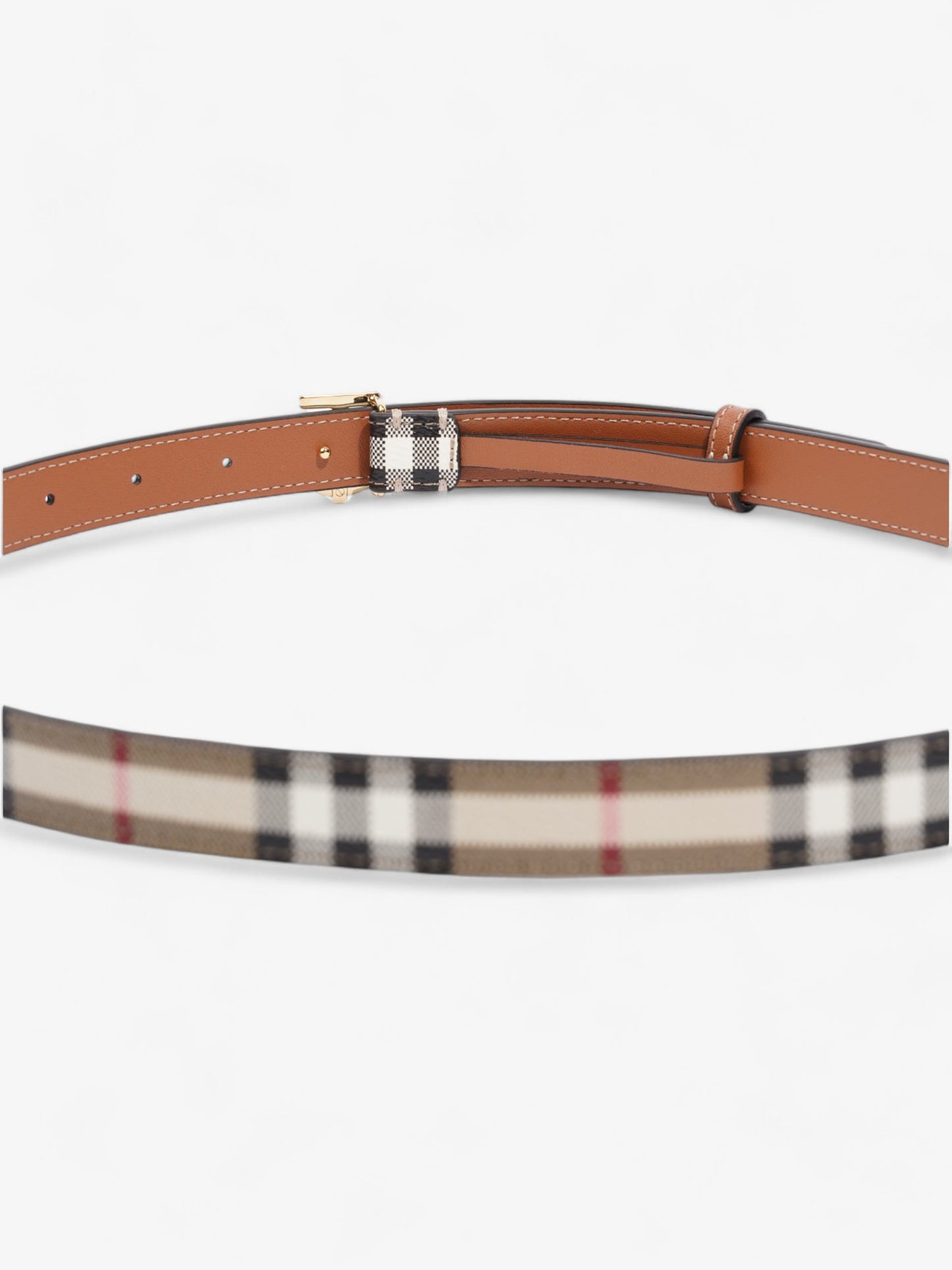 Burberry TB Belt Vintage Check / Gold Canvas Medium - 101.5cm
