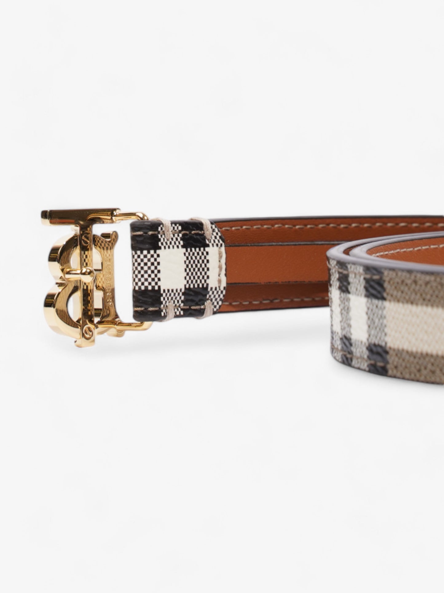 Burberry TB Belt Vintage Check / Gold Canvas Medium - 101.5cm
