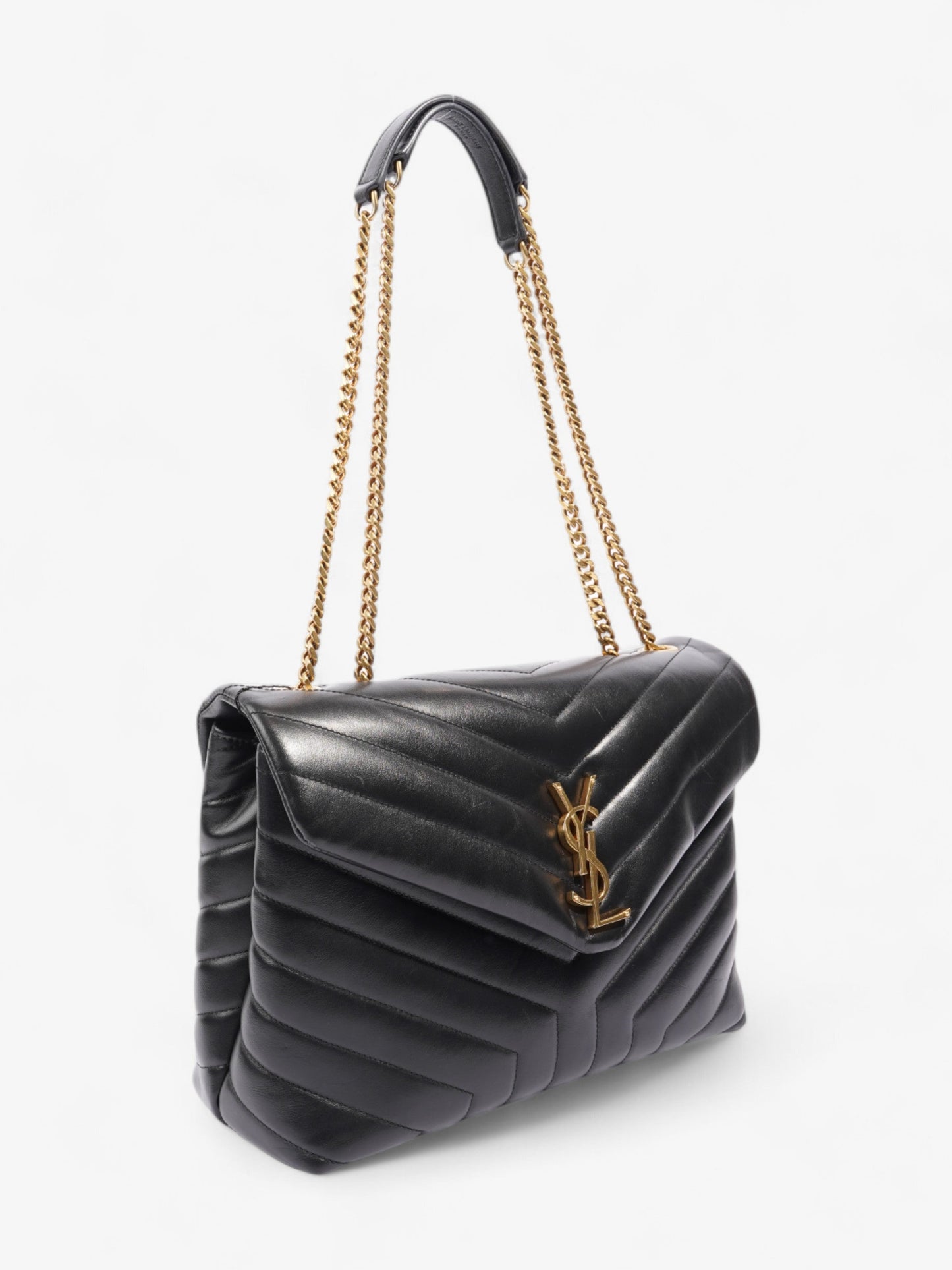 Saint Laurent Lou Lou Black Calfskin Leather Medium