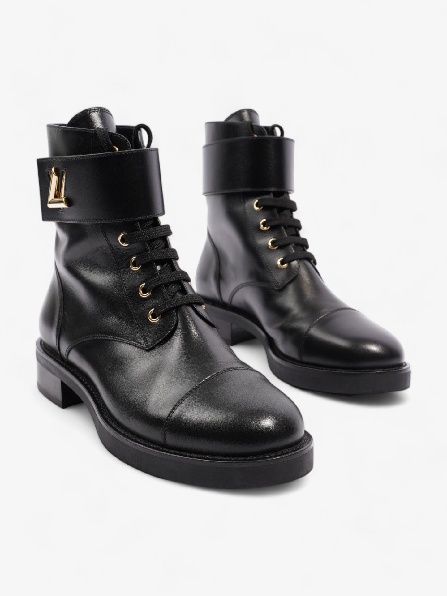 Louis Vuitton Wonderland Lace Up Boots Black Leather UK 40.5 UK 7.5