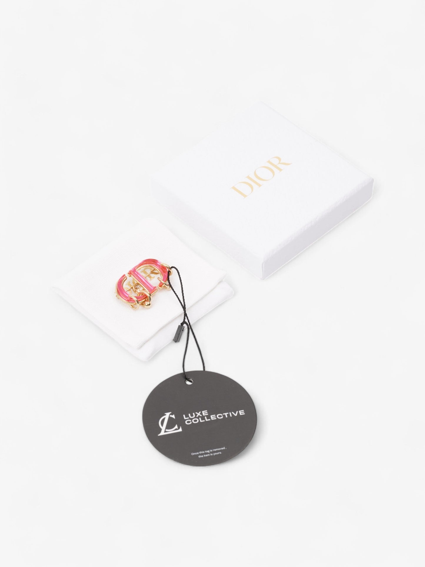 Christian Dior CD Brooch Pink / Gold Base Metal