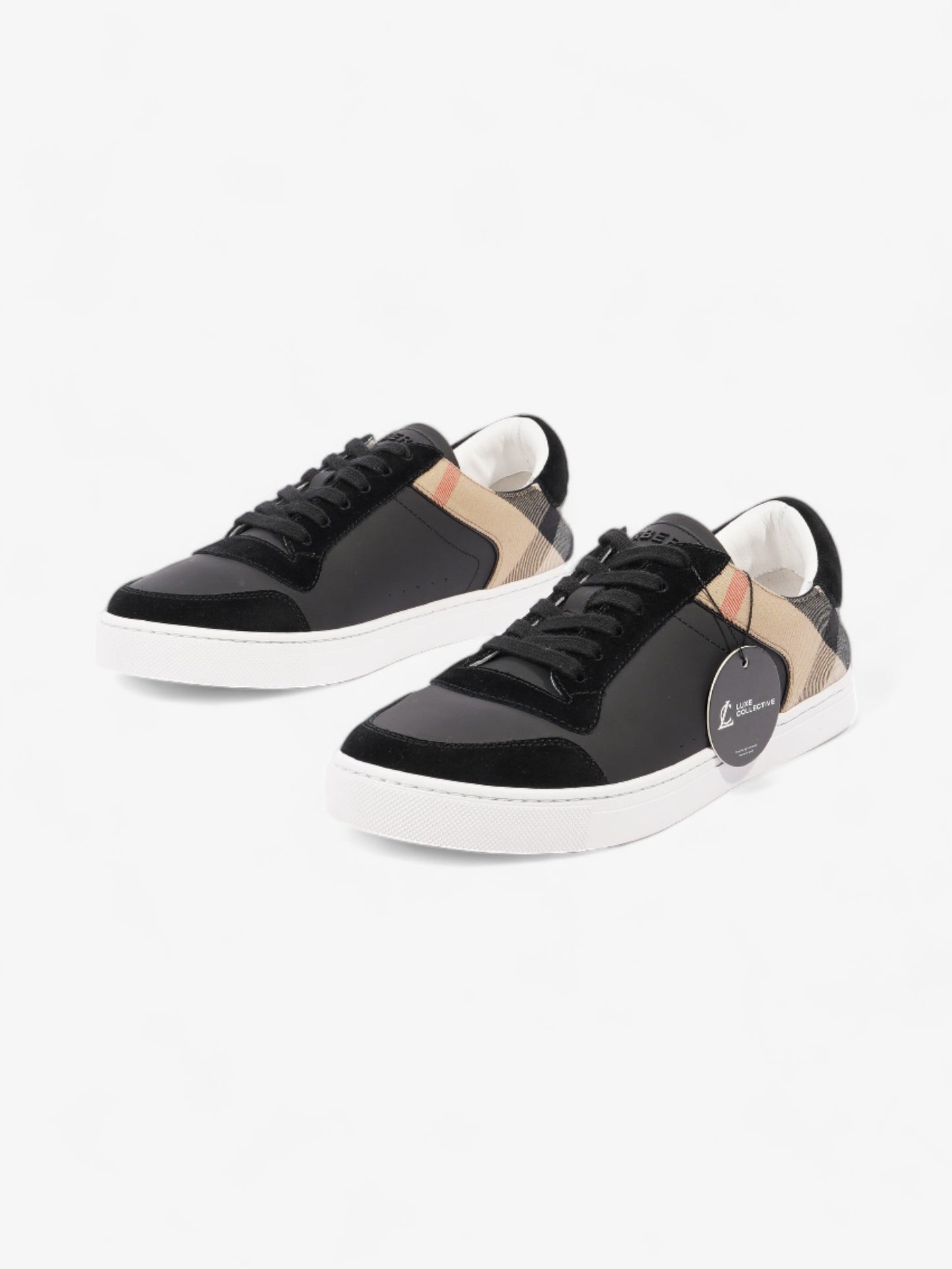 Burberry Vintage Check Panelled Sneakers Black / Nova Check Leather EU 41.5 UK 7.5