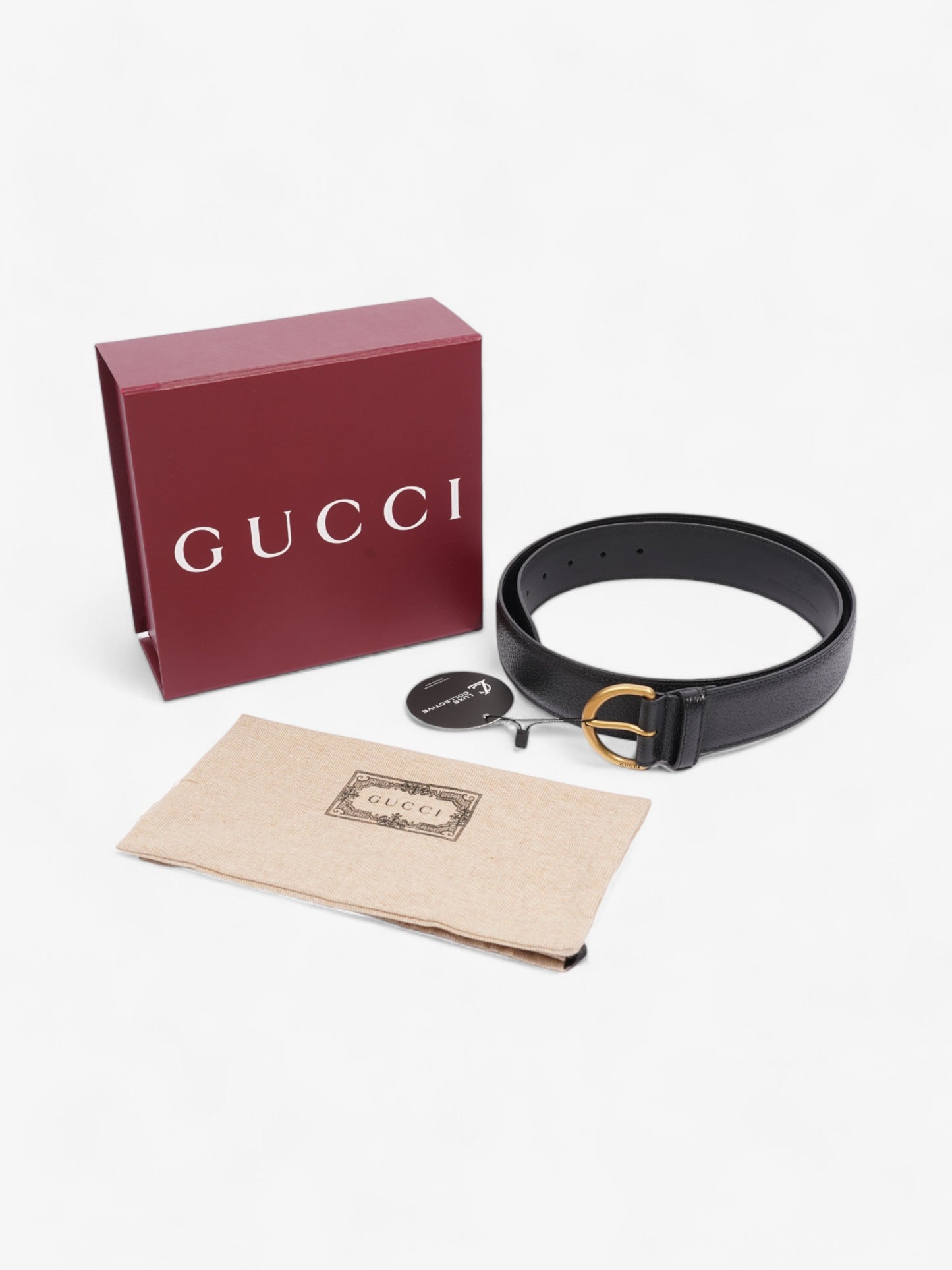 Gucci Buckle Belt Black Leather 105cm 42"