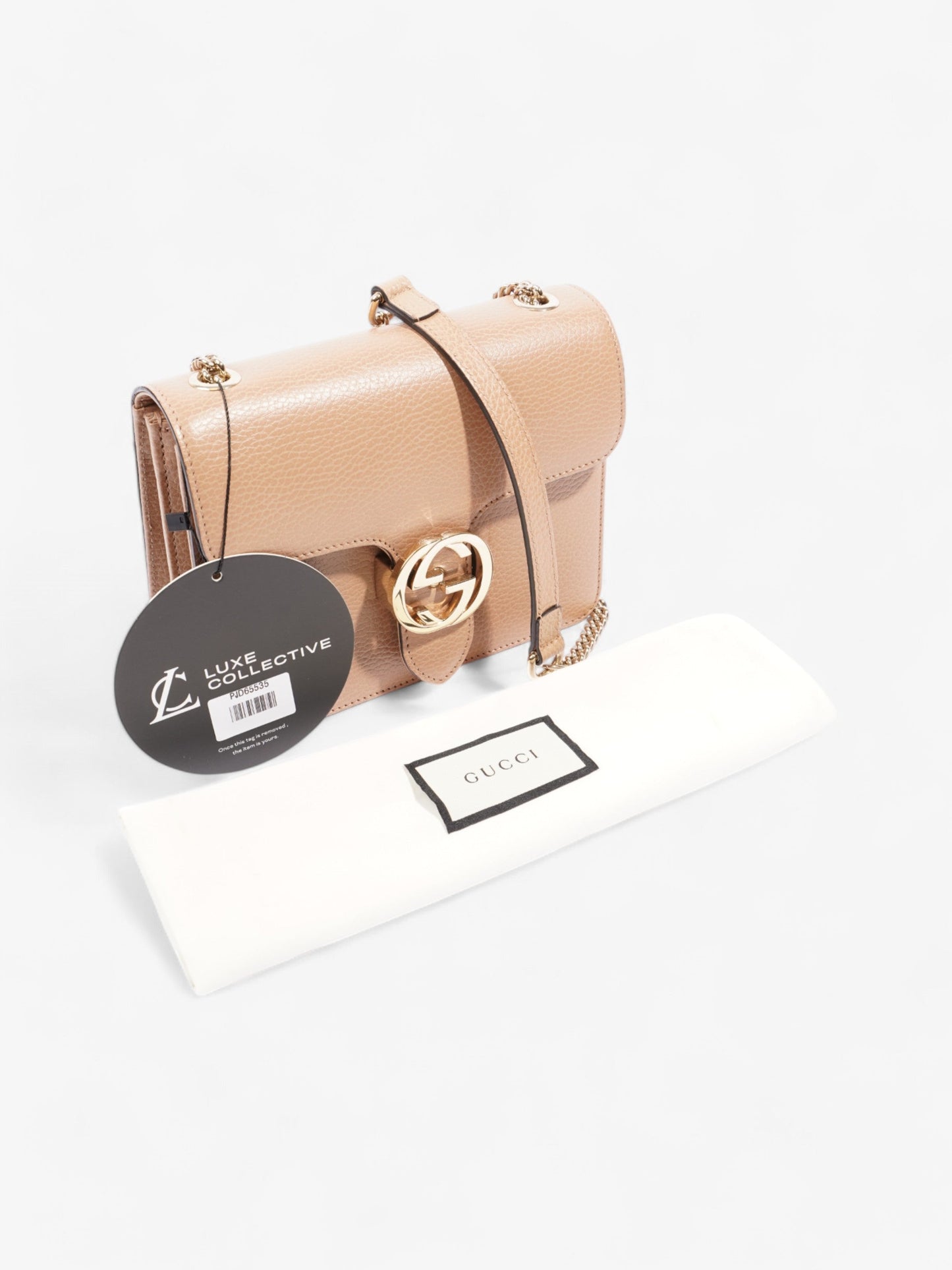 Gucci Dollar Interlocking G Camelia Calfskin Leather Small