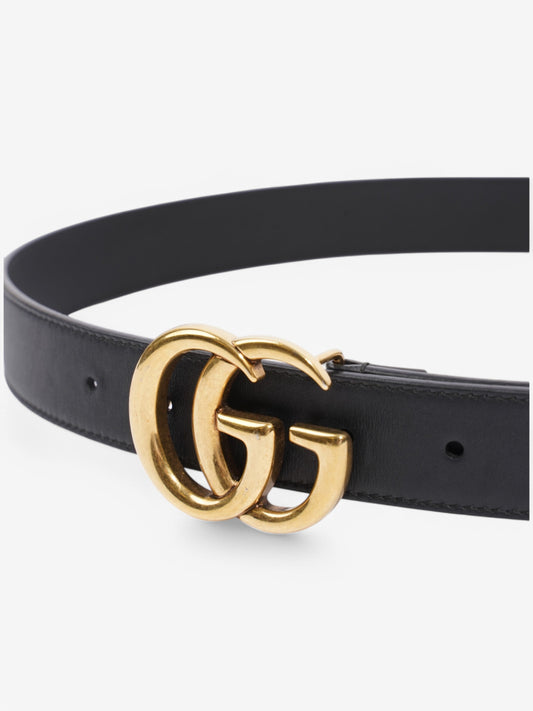 Gucci Marmont Belt Black / Gold Leather 80cm 32"