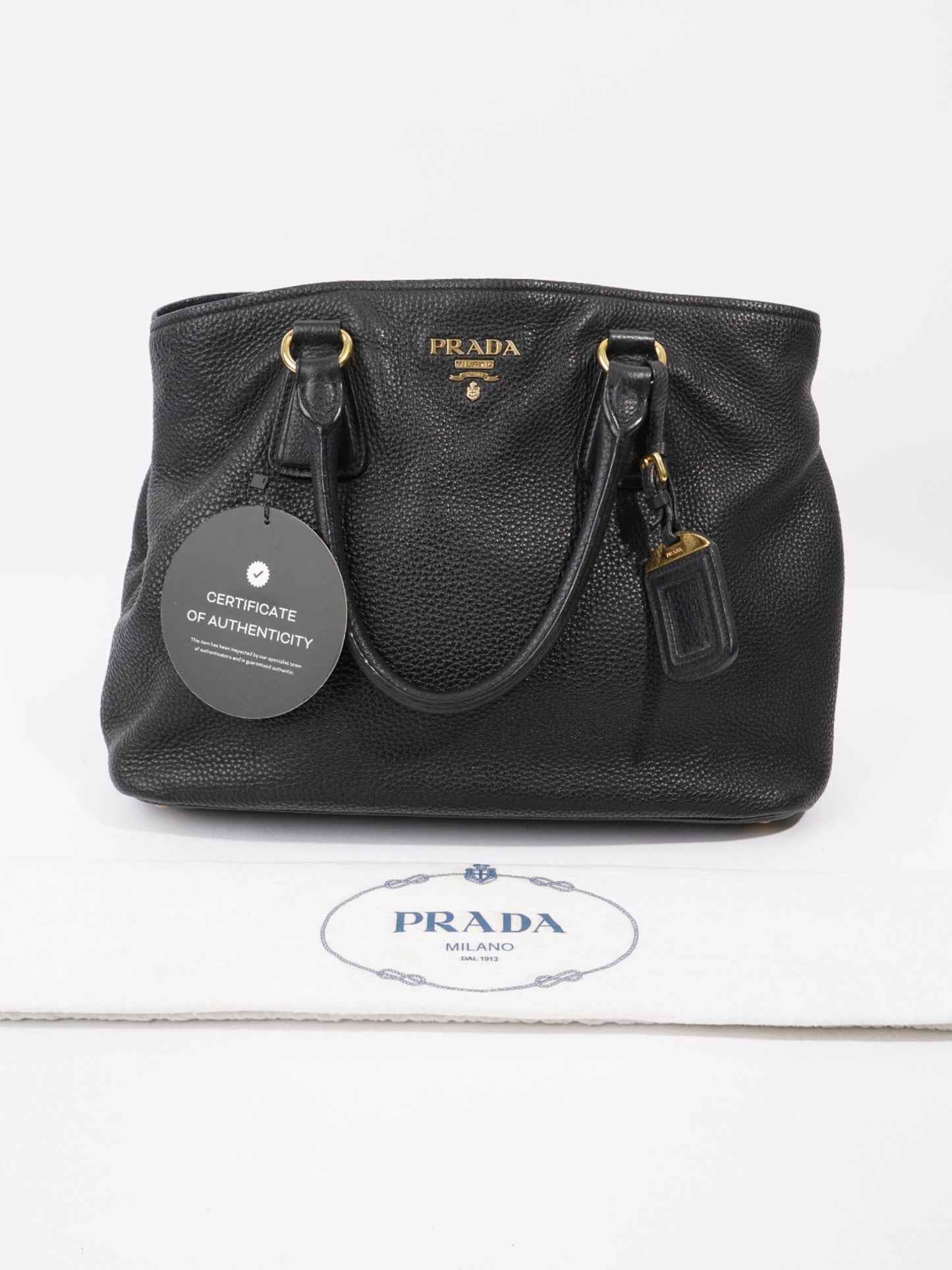Prada Daino Tote Black Calfskin Leather