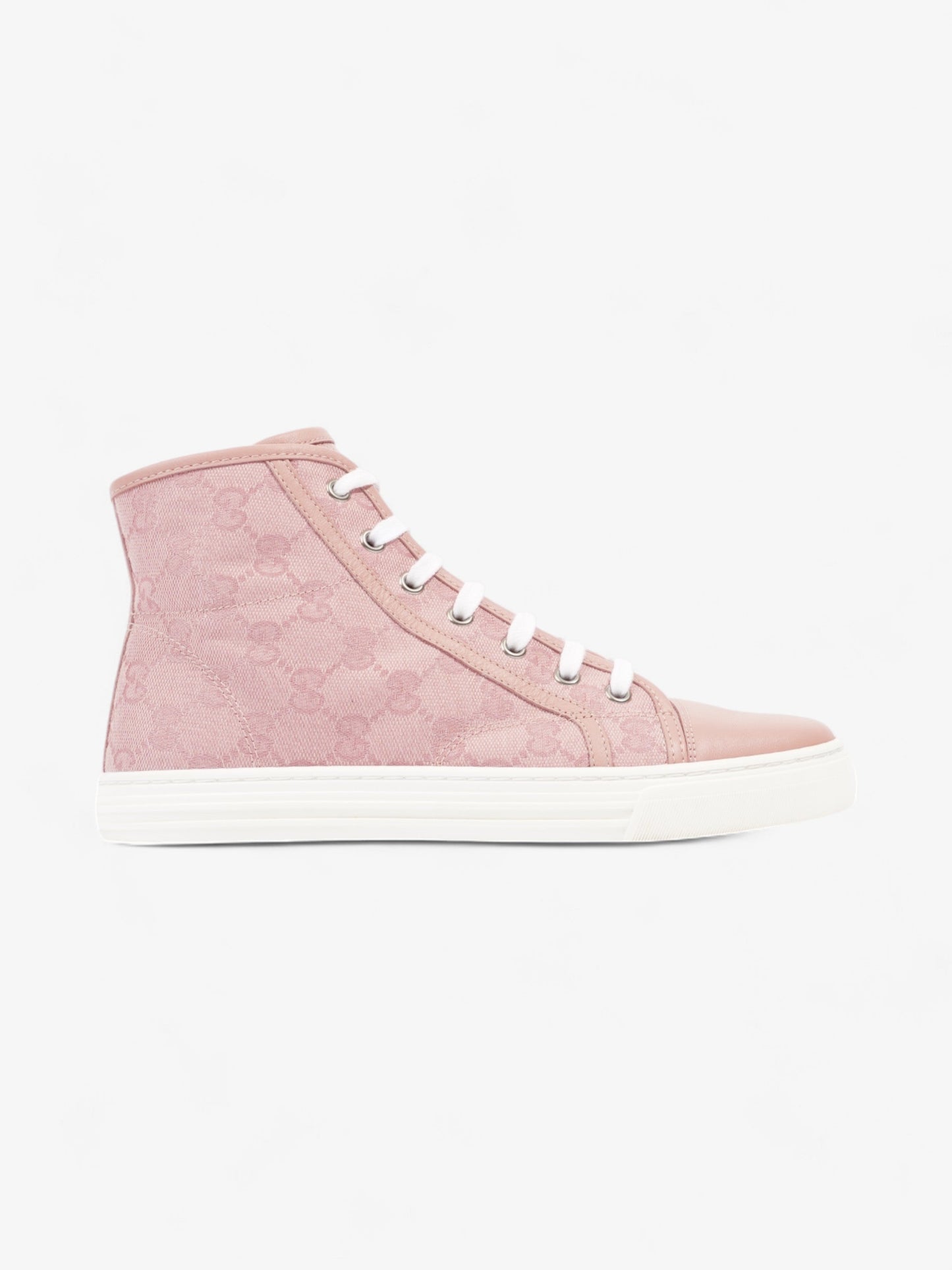 Gucci GG Monogram High-Top Sneakers Pink / White Canvas EU 38 UK 5
