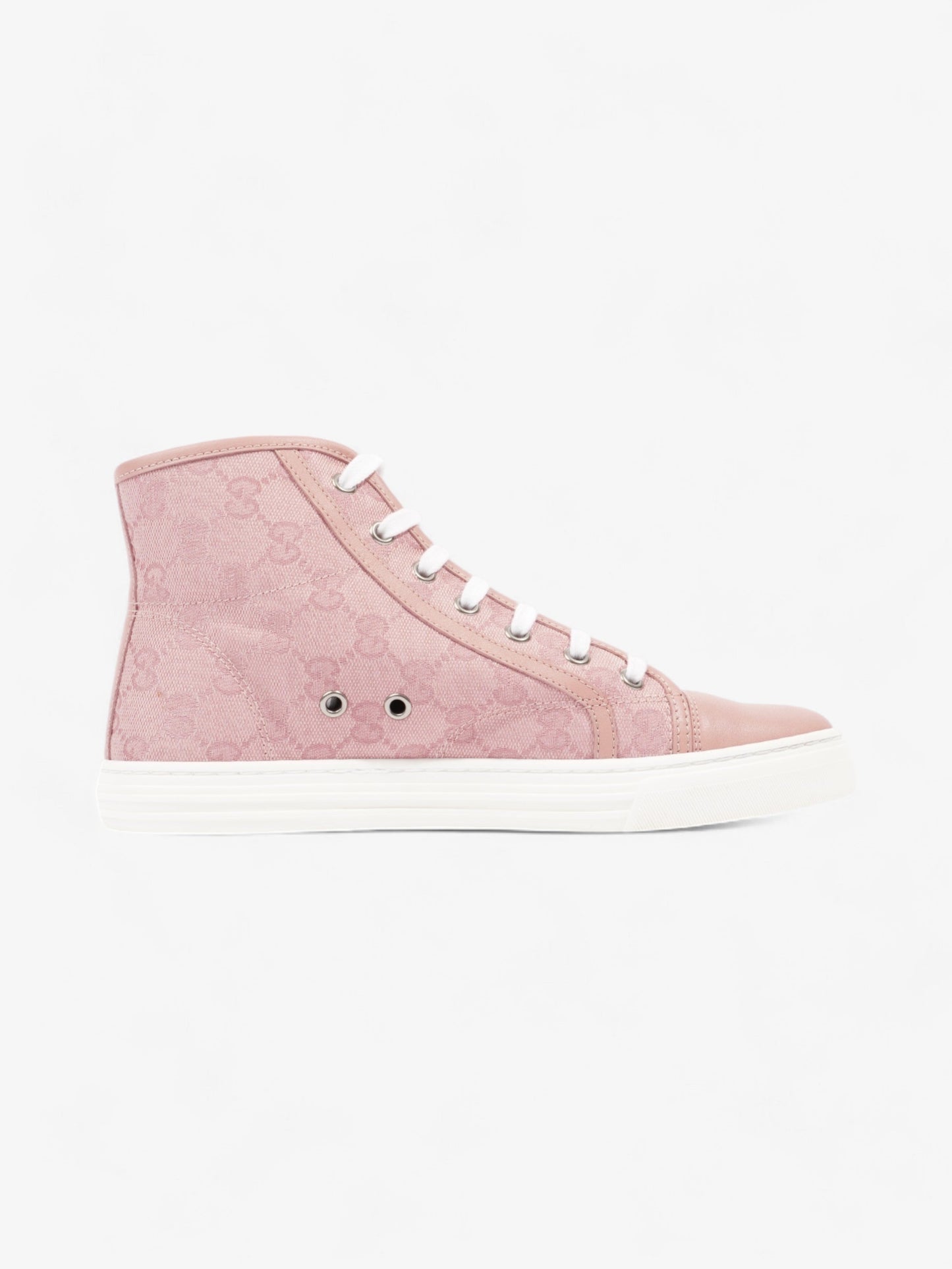 Gucci GG Monogram High-Top Sneakers Pink / White Canvas EU 38 UK 5