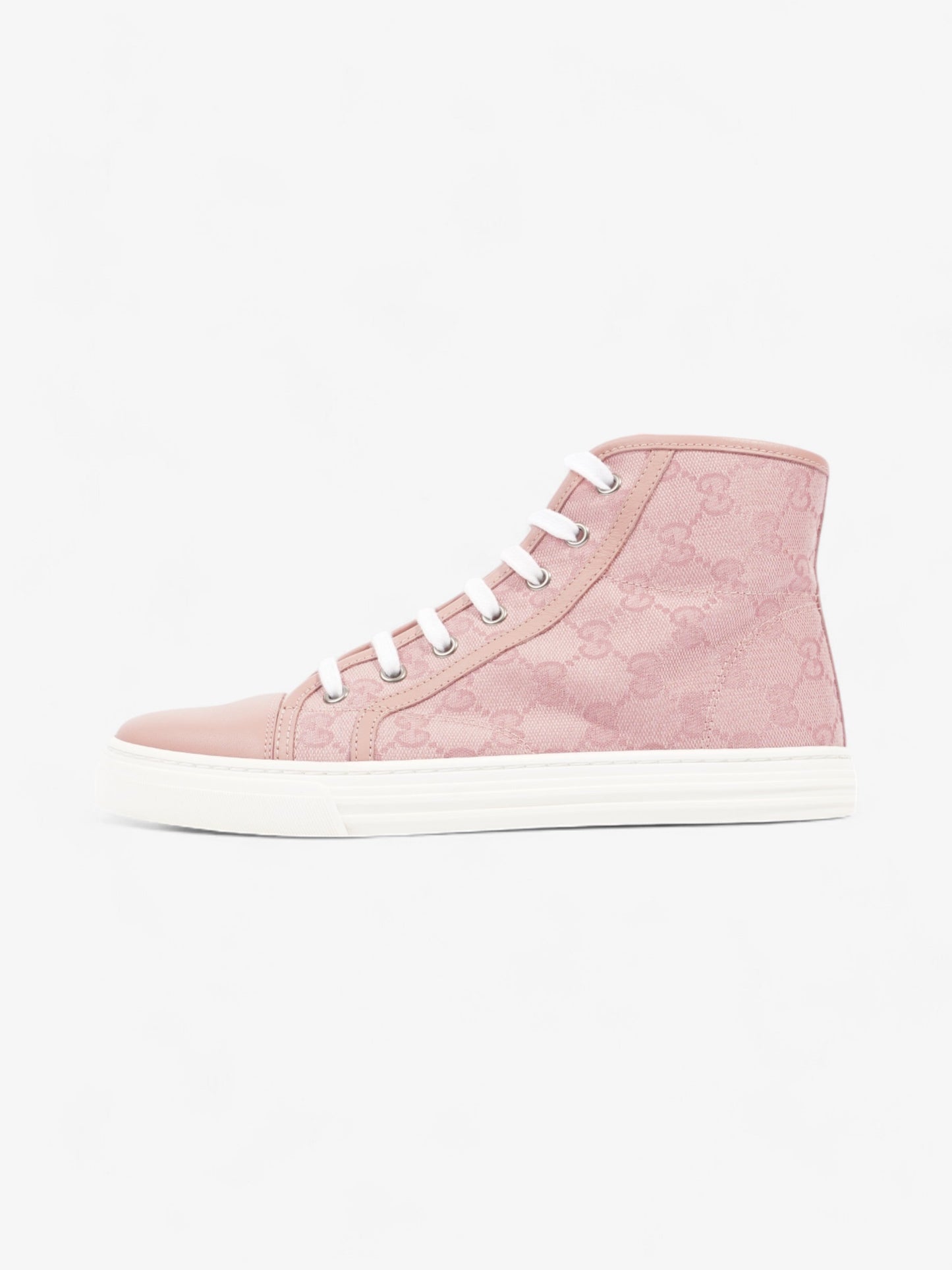 Gucci GG Monogram High-Top Sneakers Pink / White Canvas EU 38 UK 5