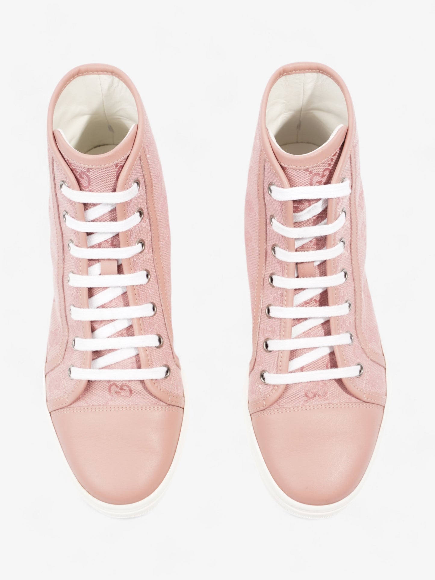 Gucci GG Monogram High-Top Sneakers Pink / White Canvas EU 38 UK 5