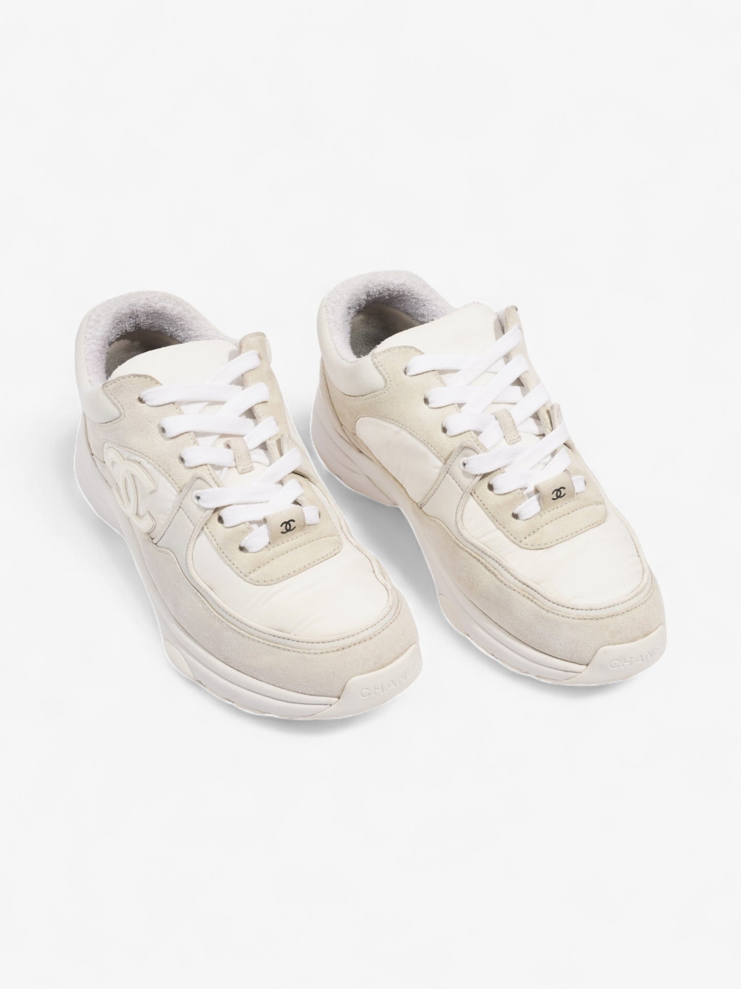 Chanel CC Logo Sneakers White / Cream Suede EU 37.5 UK 4.5