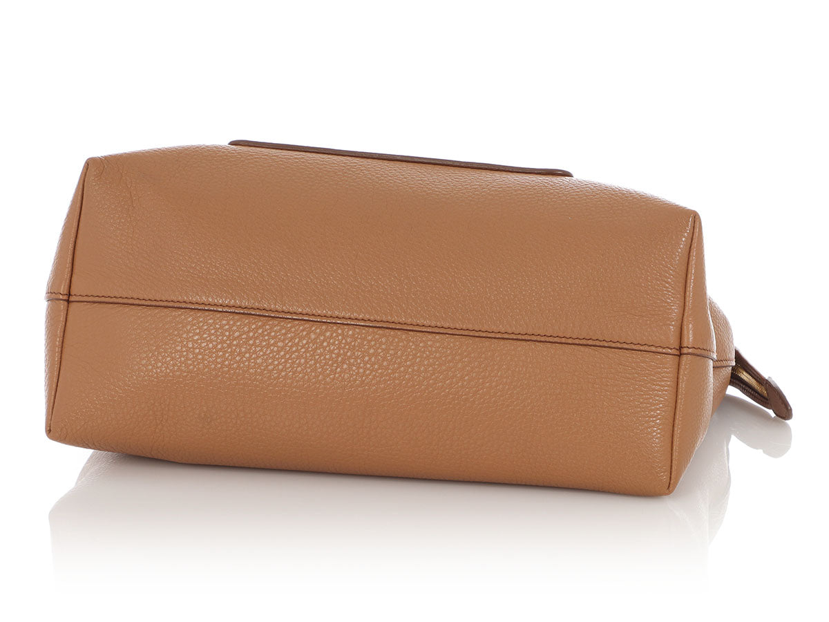 Prada Camel Vitello Daino Pocket Tote