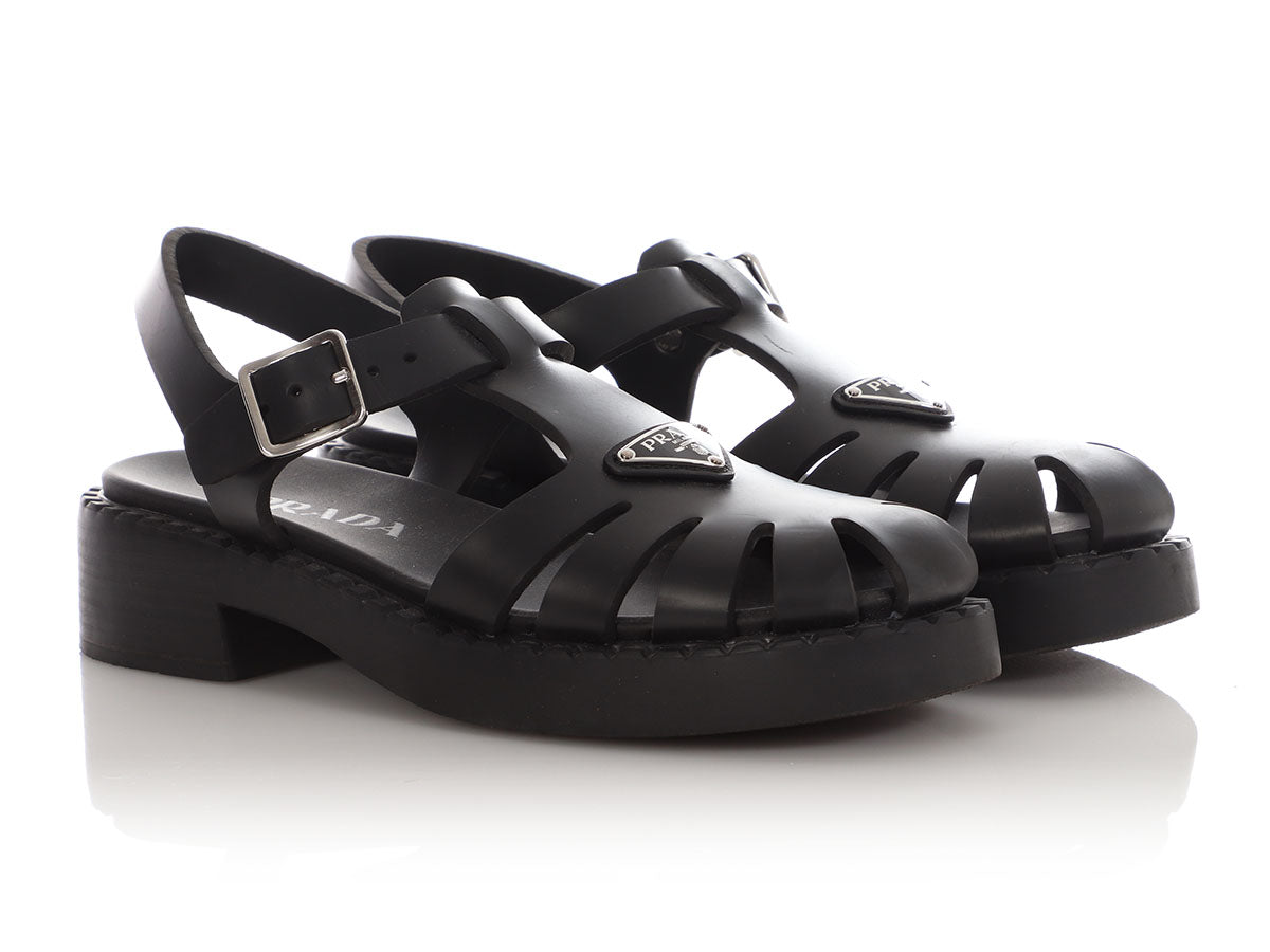 Prada Black Foam Rubber Sandals