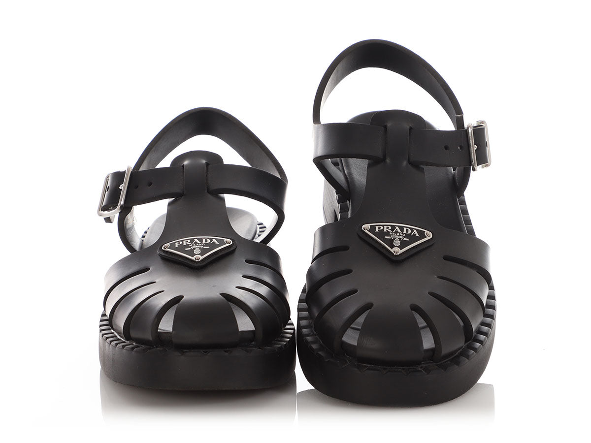 Prada Black Foam Rubber Sandals