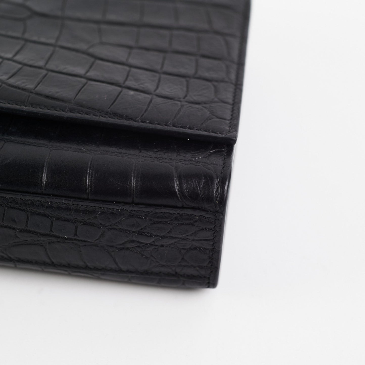 Saint Laurent Medium Black Croc Kate Crossbody Bag