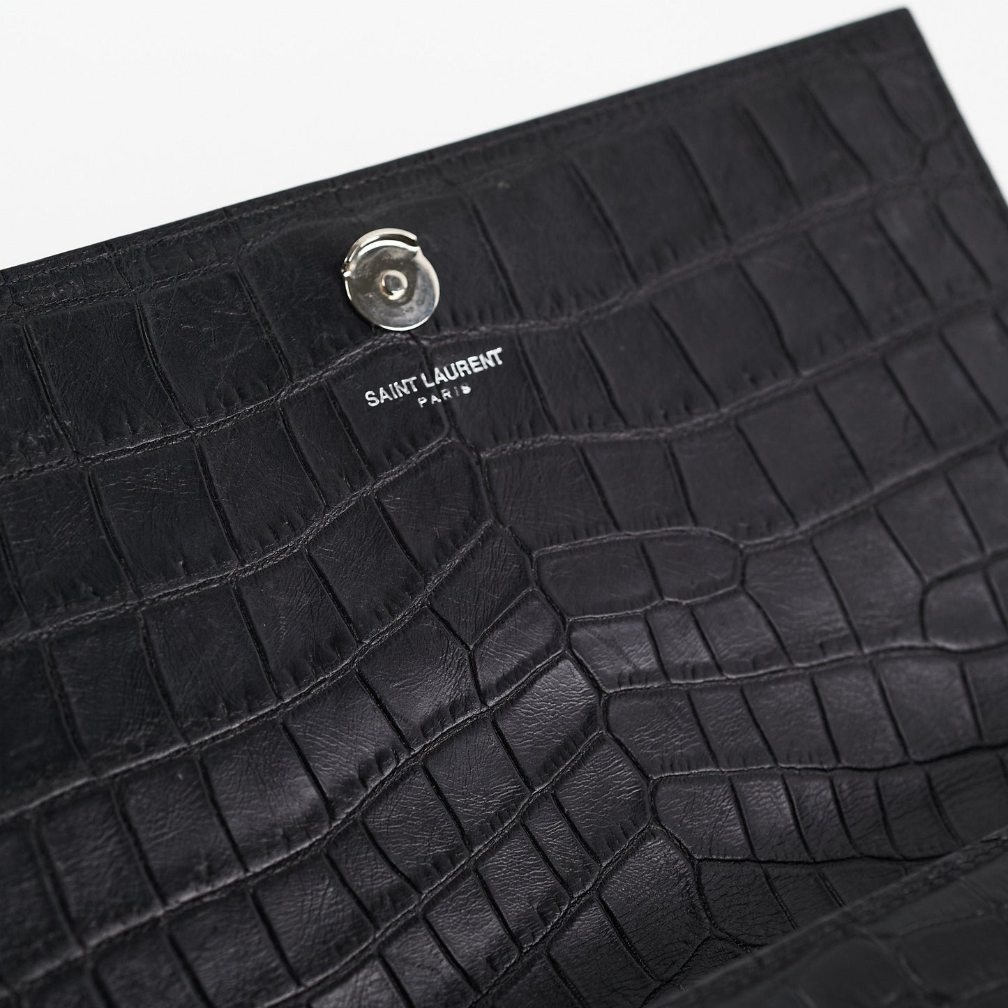 Saint Laurent Medium Black Croc Kate Crossbody Bag