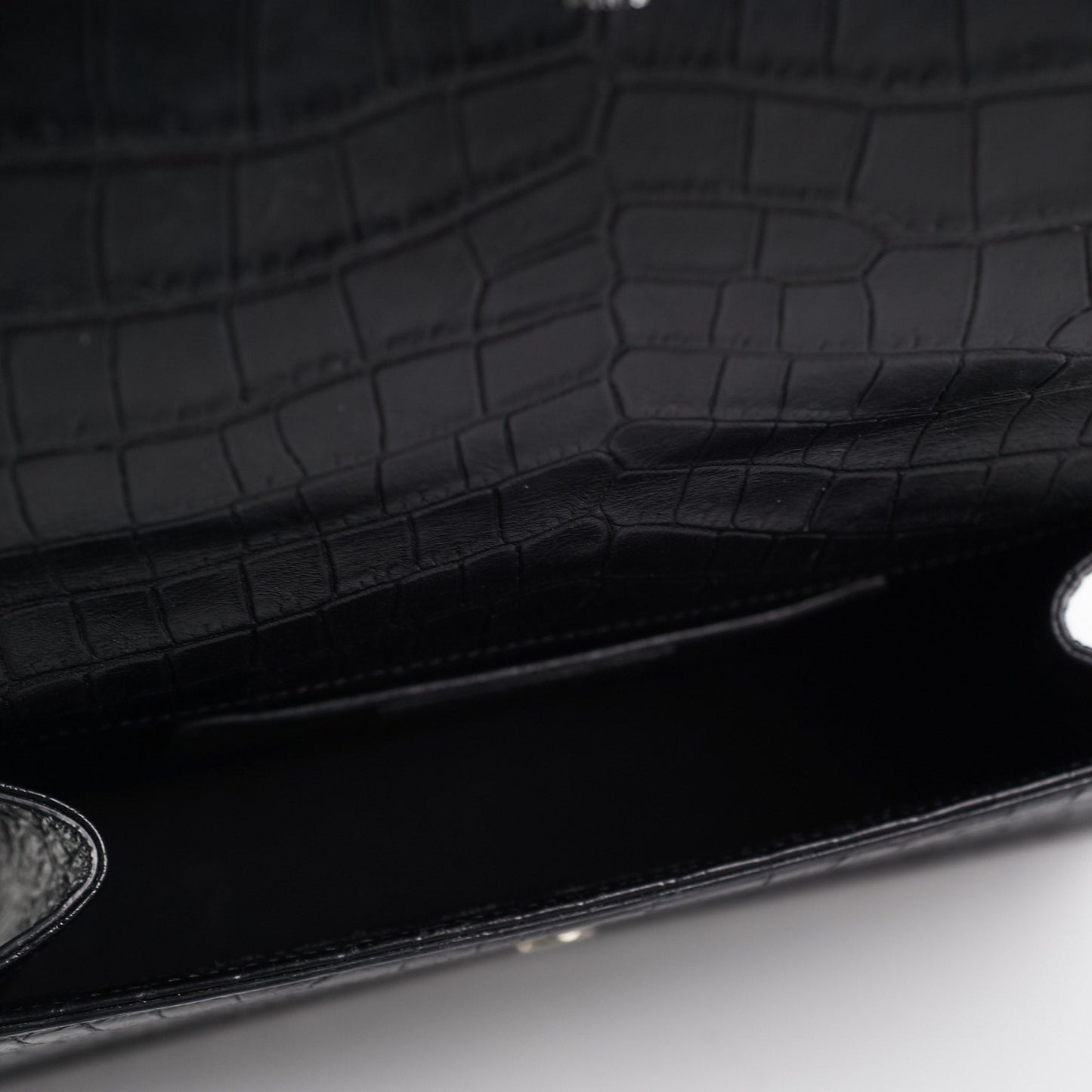 Saint Laurent Medium Black Croc Kate Crossbody Bag