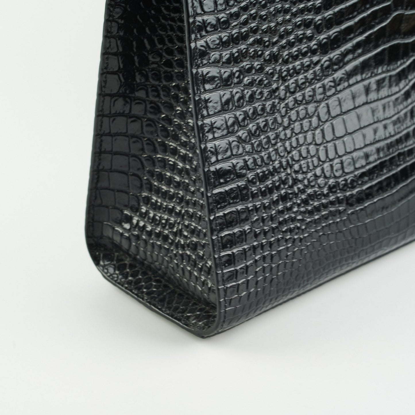 Saint Laurent Manhattan Shopper Embossed Croc Tote Black