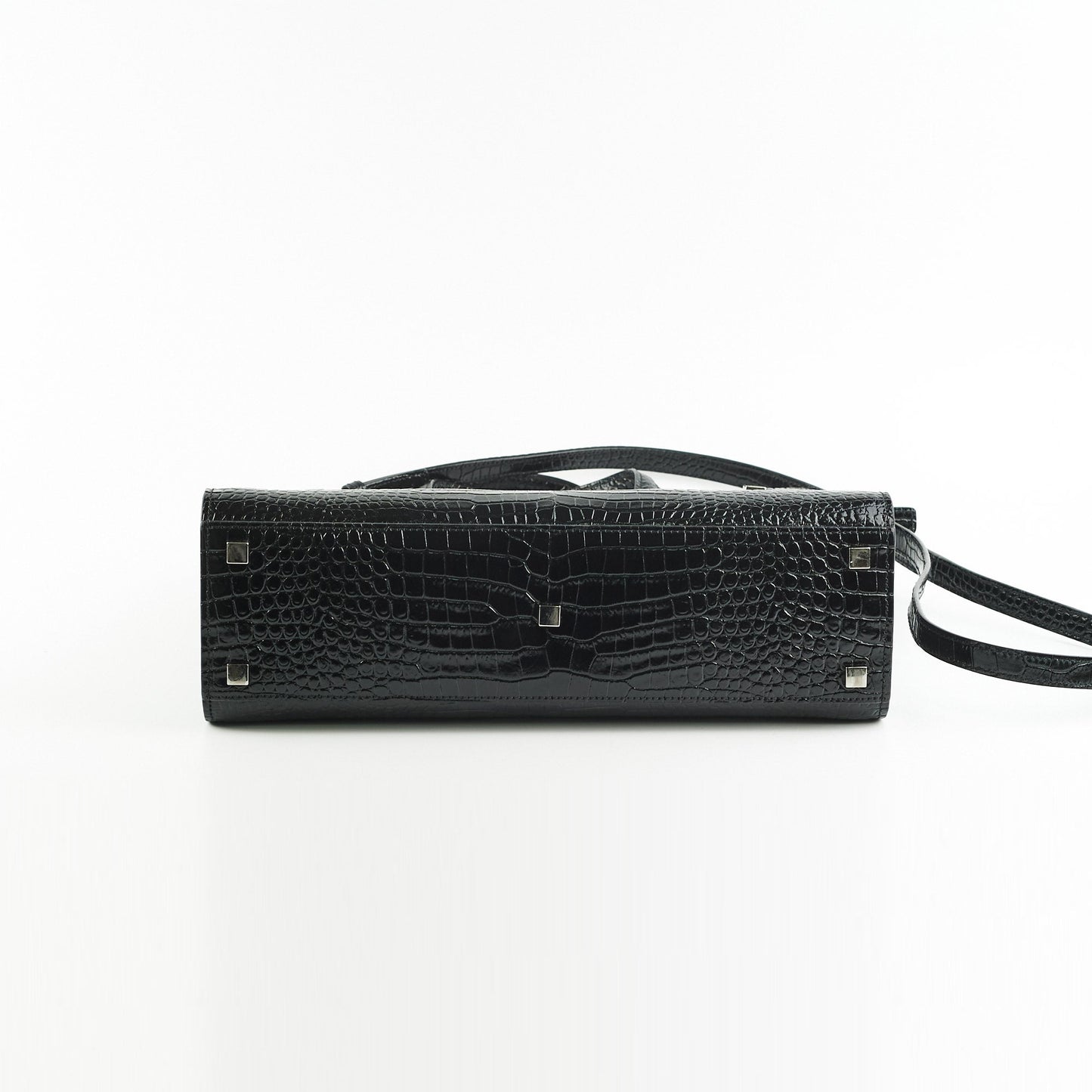 Saint Laurent Manhattan Shopper Embossed Croc Tote Black