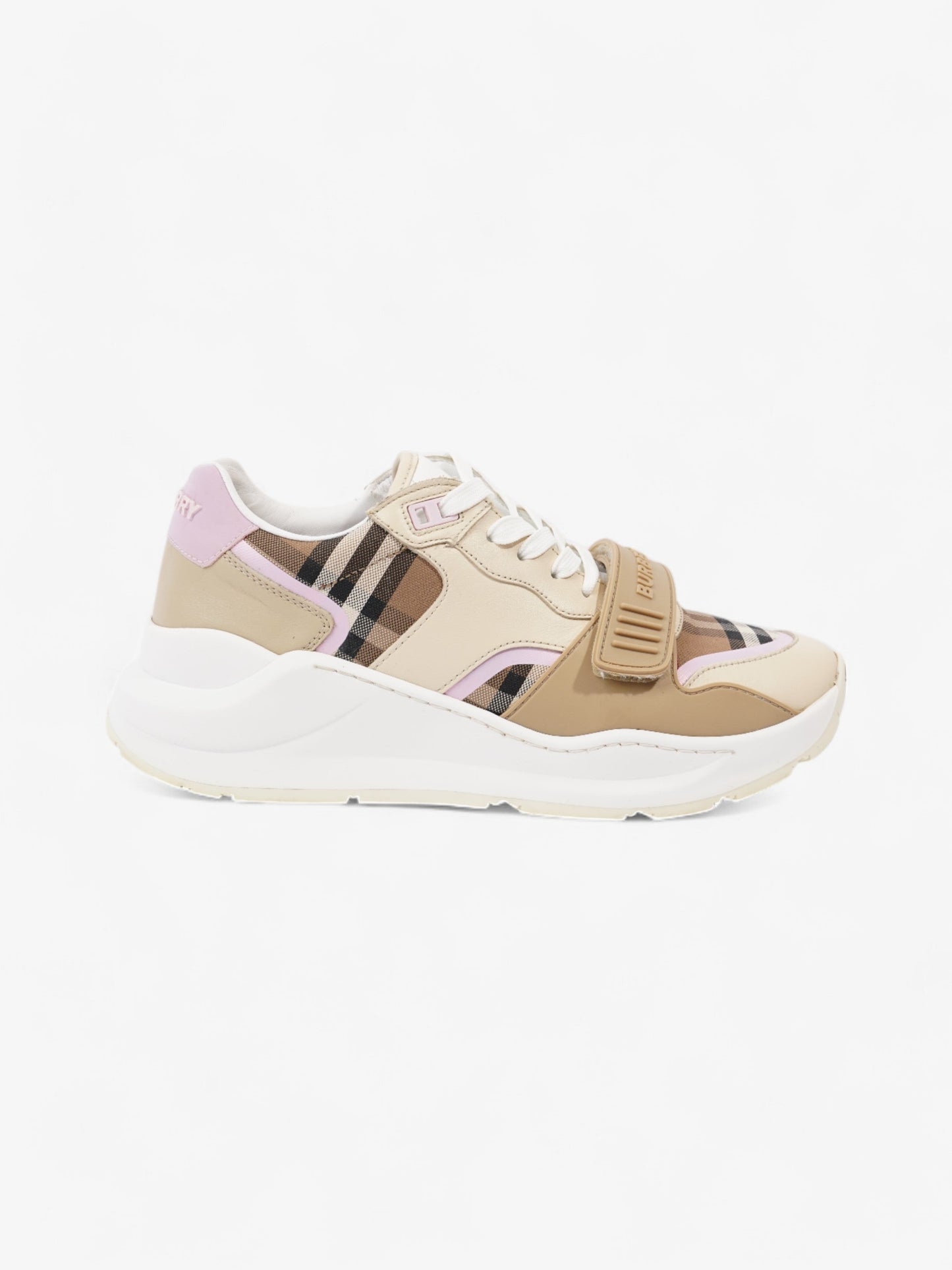 Burberry Ramsey Sneakers Beige / Brown / Pink Canvas EU 41 UK 8