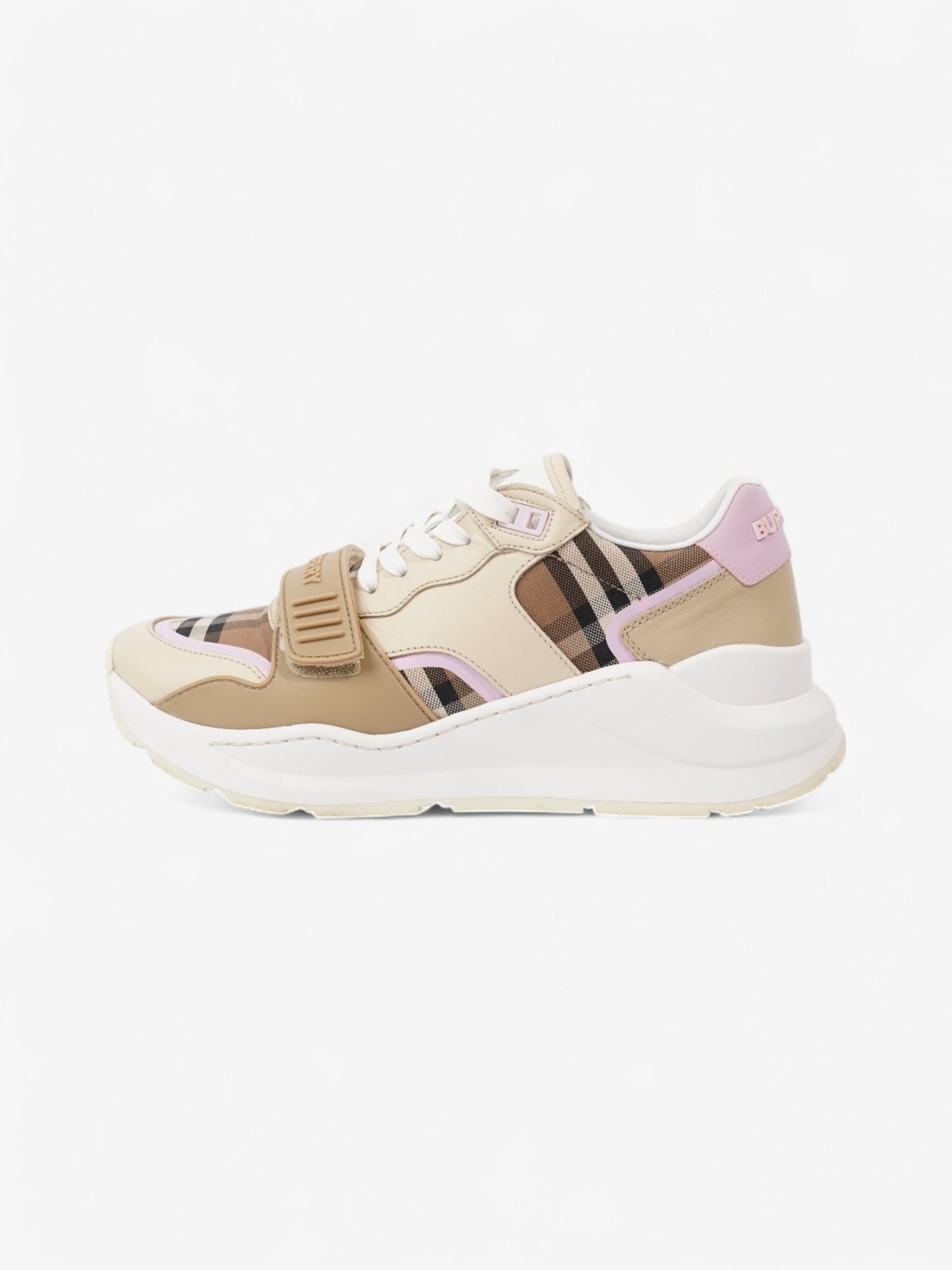 Burberry Ramsey Sneakers Beige / Brown / Pink Canvas EU 41 UK 8