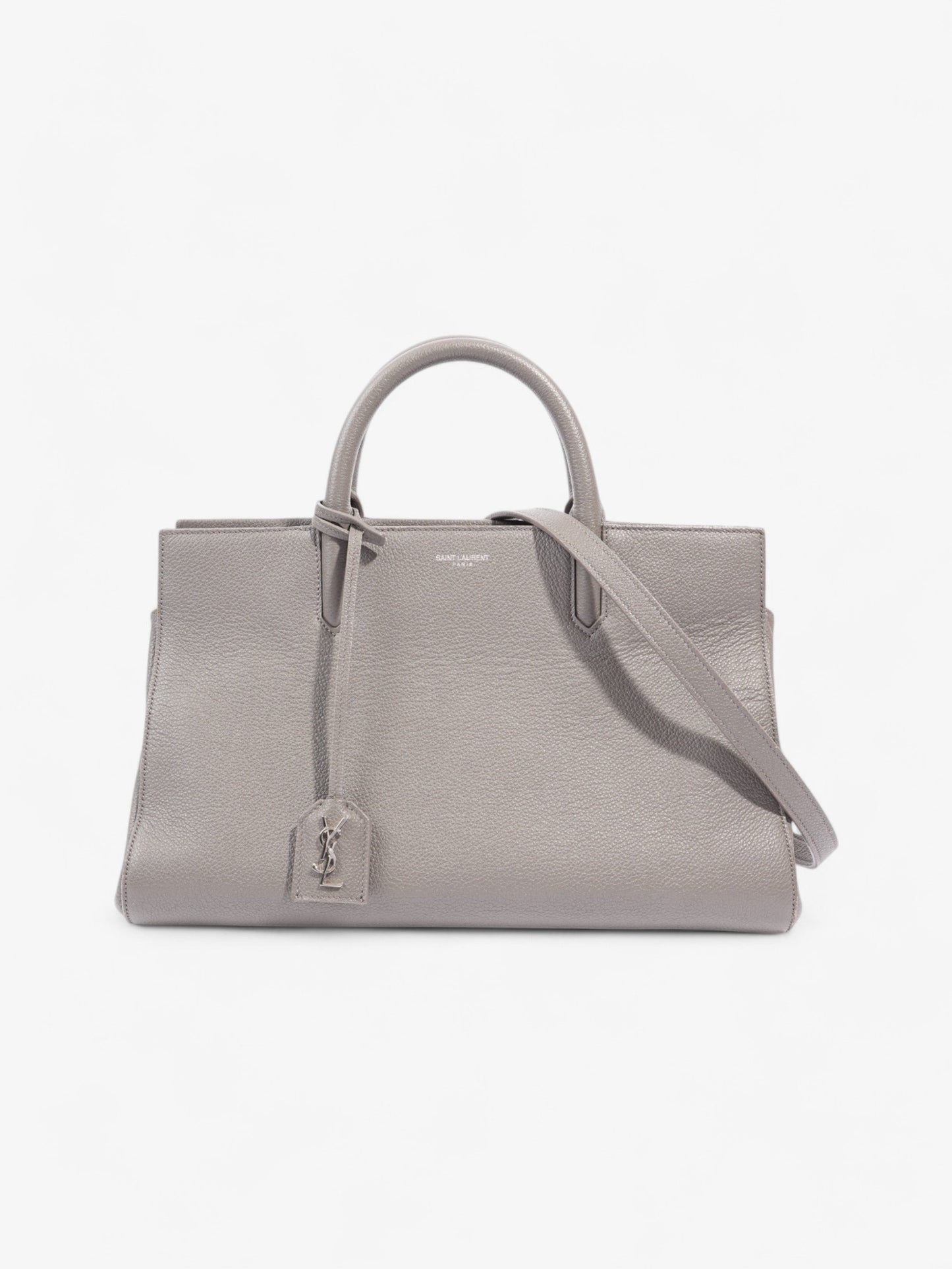 Saint Laurent Rive Gauche Cabas Tote Grey Grained Leather