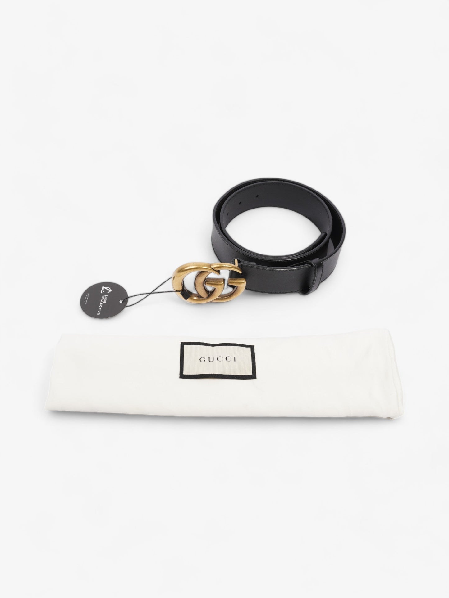 Gucci GG Marmont 2015 Re-Edition Wide Belt Black Leather 80cm / 32"