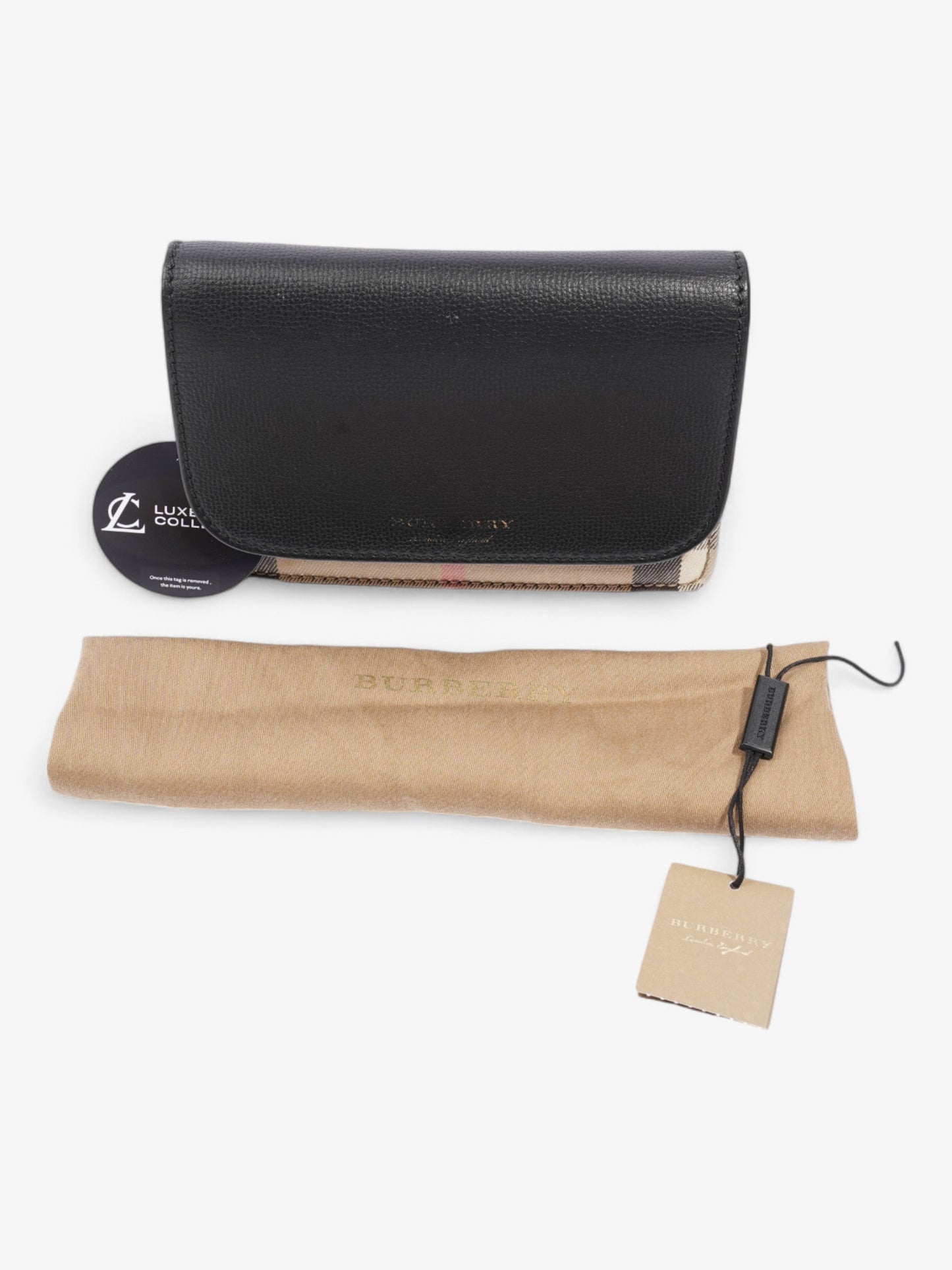 Burberry Hampshire Chain Wallet Black / Vintage Check Leather