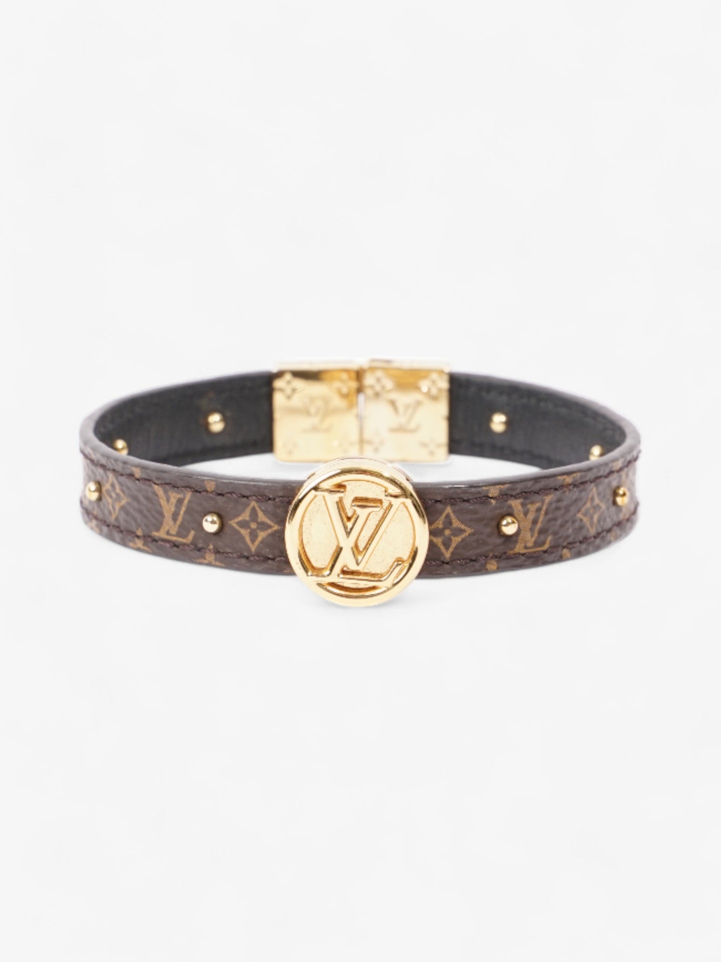 Louis Vuitton LV Circle Reversible Bracelet Monogram / Gold / Black Canvas Medium