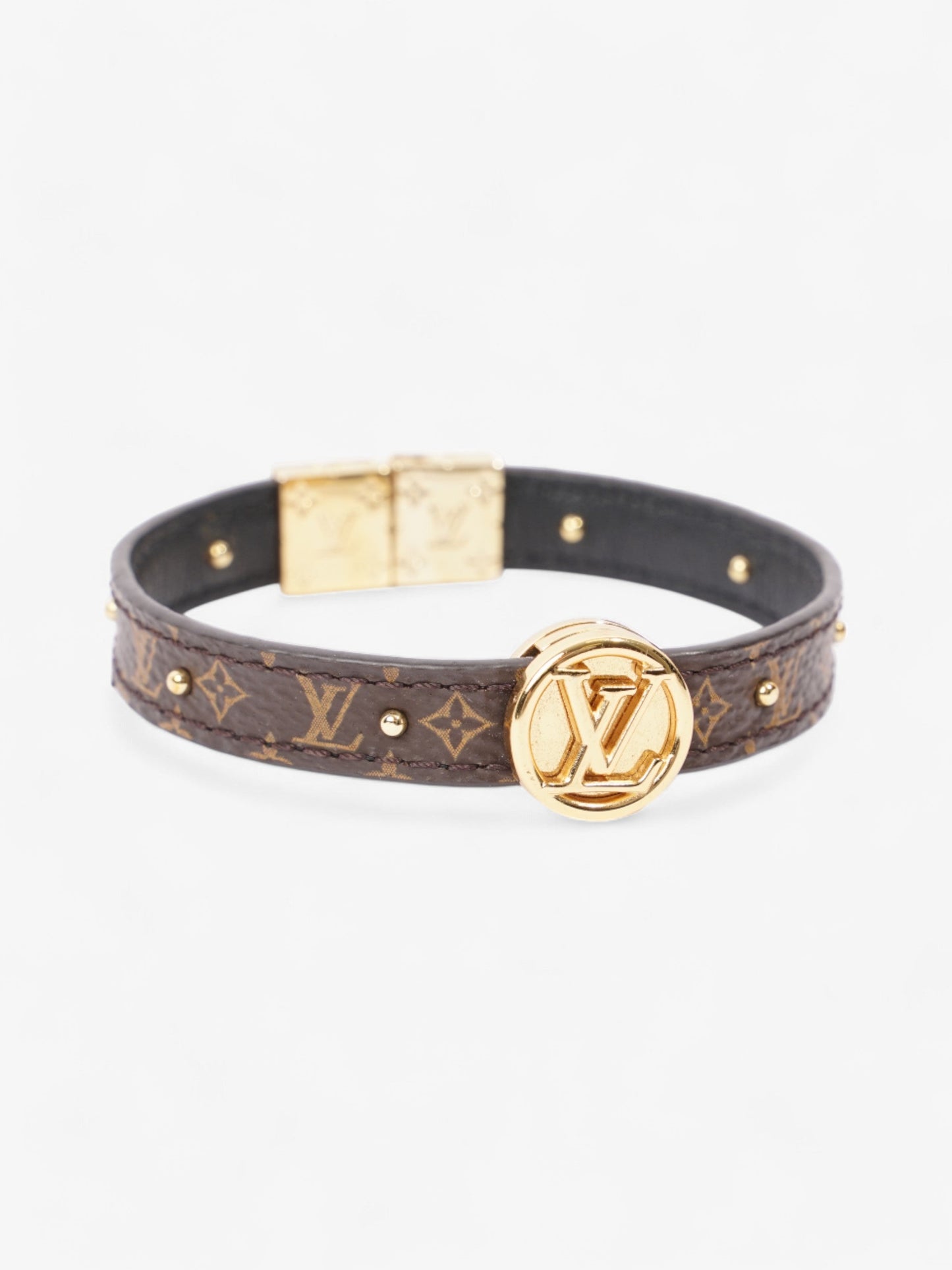 Louis Vuitton LV Circle Reversible Bracelet Monogram / Gold / Black Canvas Medium