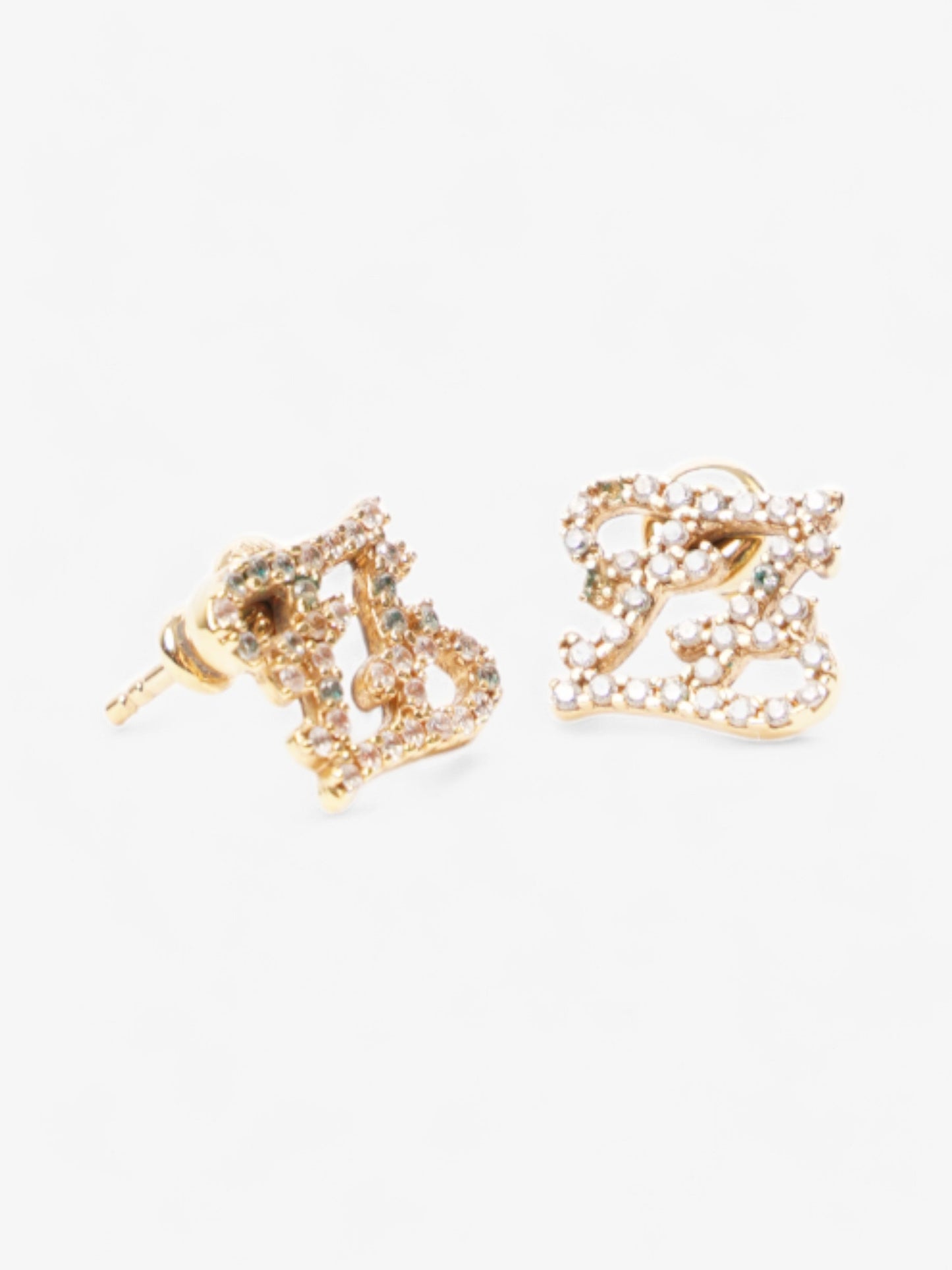 Fendi FF Earrings Gold / White Base Metal