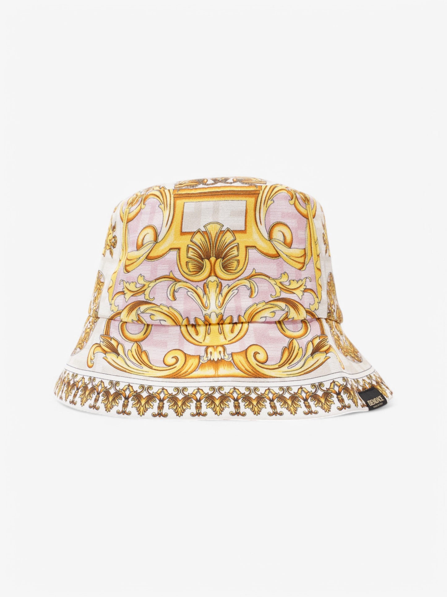 Fendi x Versace Fendace FF Baroque Bucket Hat Pink / Yellow / White Silk Medium