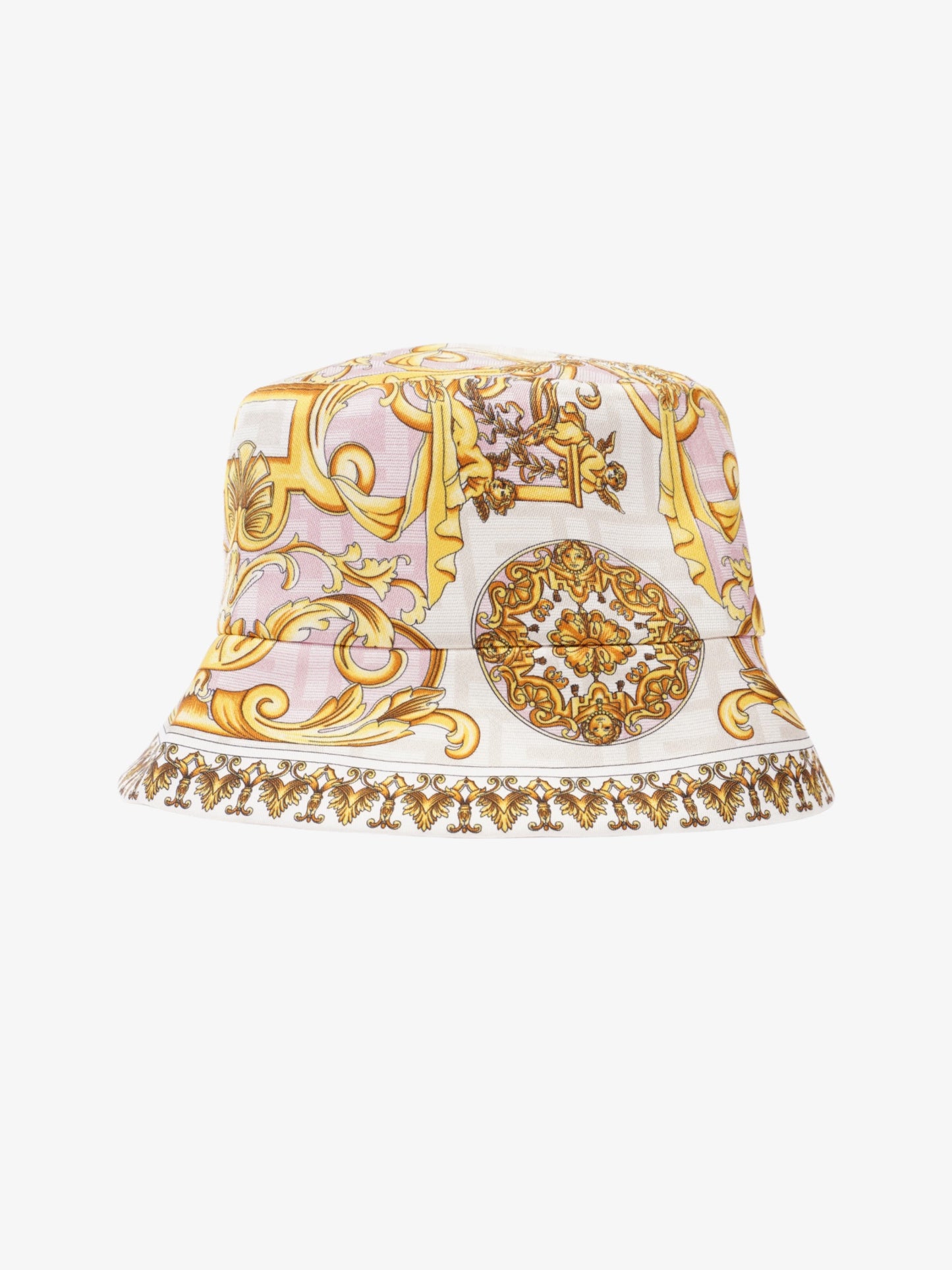 Fendi x Versace Fendace FF Baroque Bucket Hat Pink / Yellow / White Silk Medium