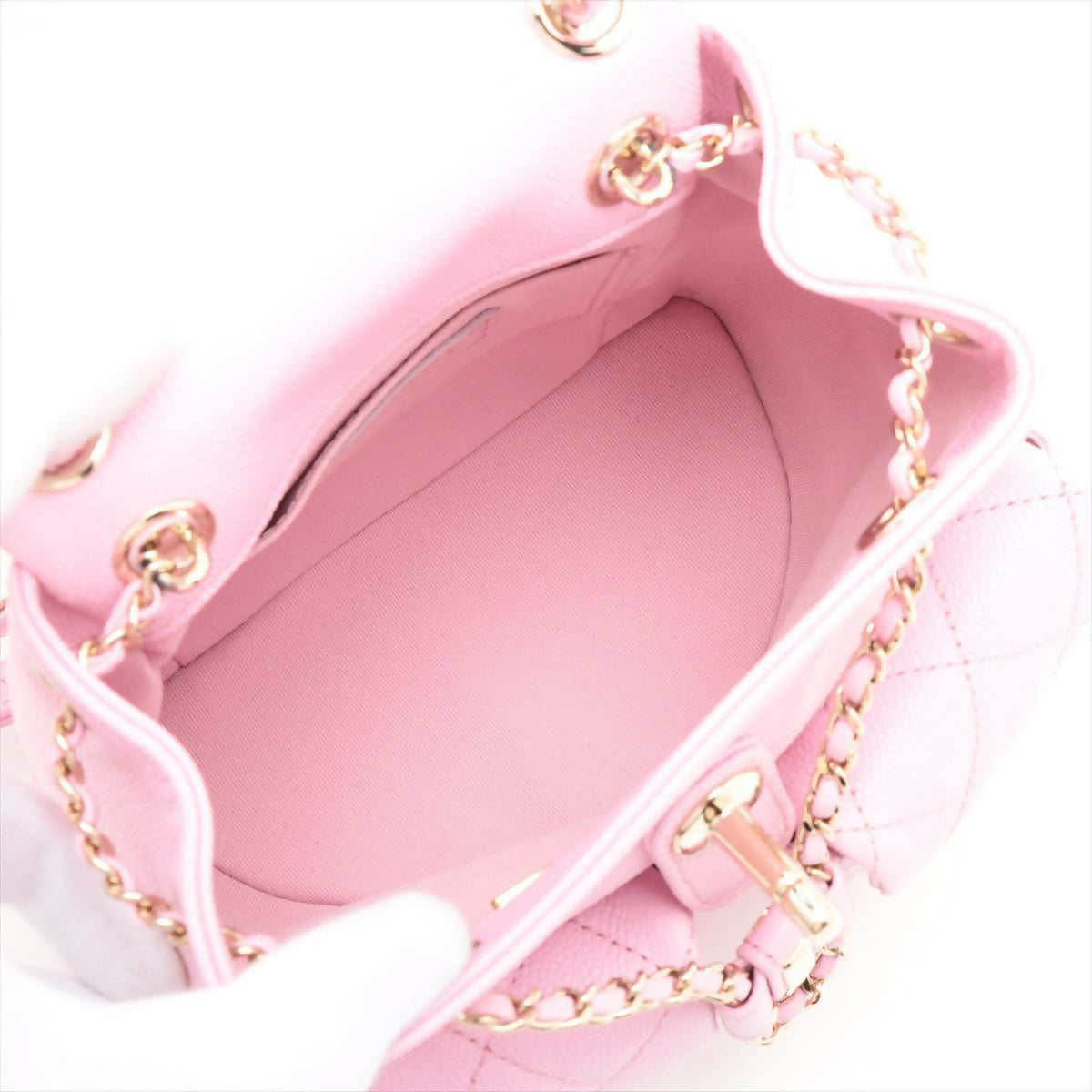 Chanel Pink Caviar Quilted Small Duma Pockets Drawstring Backpack