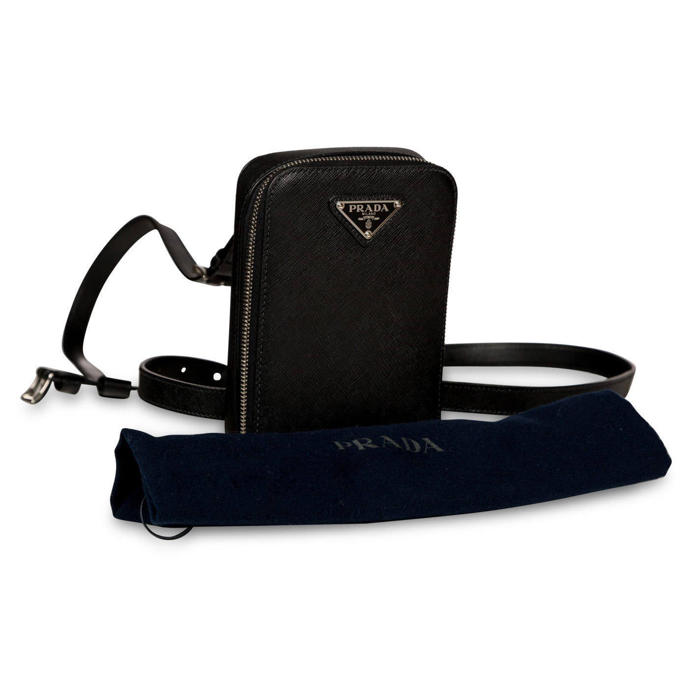 Prada Logo Plaque Saffiano Harness